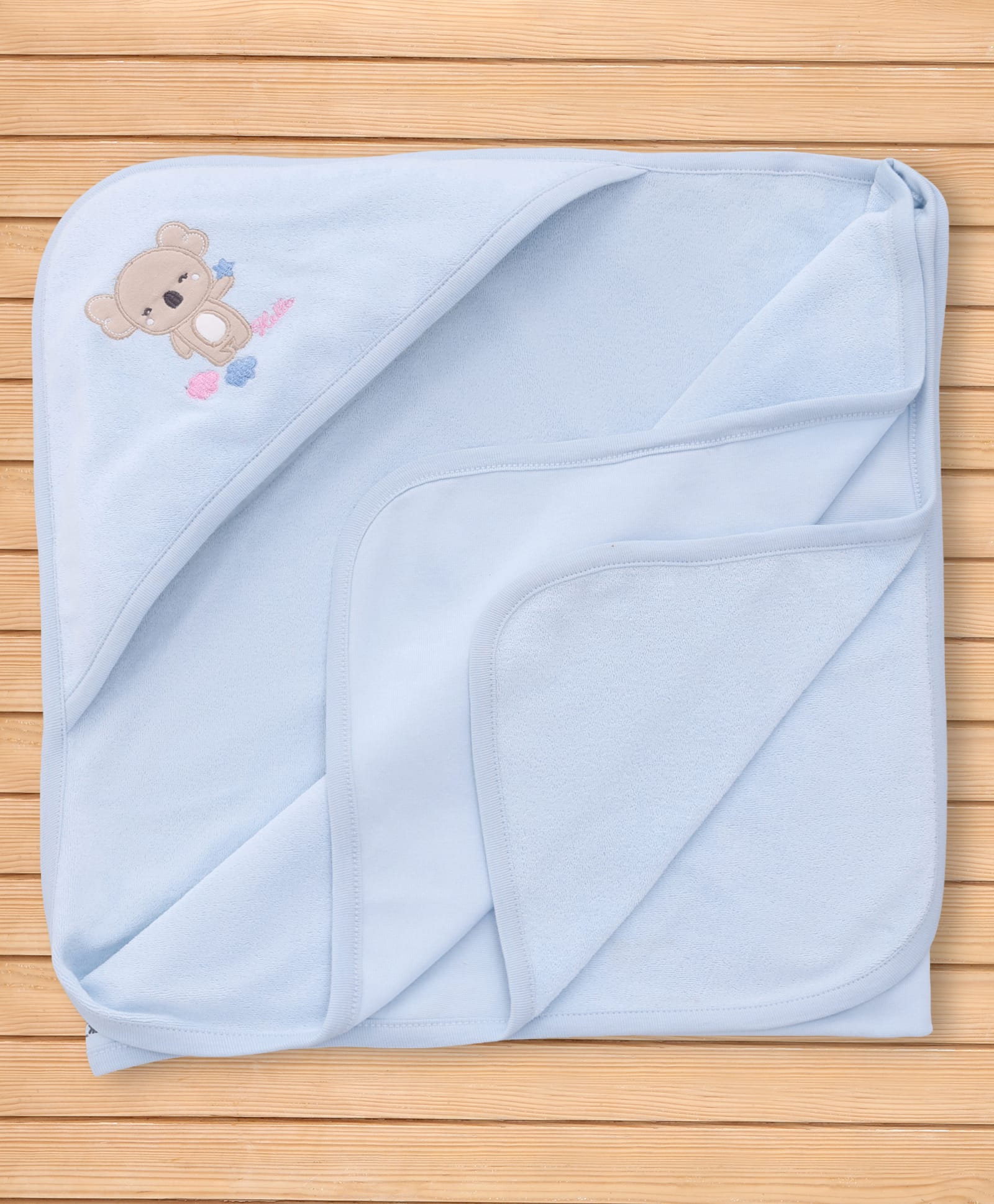 Pink Rabbit Terry Knit Hooded Towel With Koala Print L 80 x B 80 cm - Blue-image-17