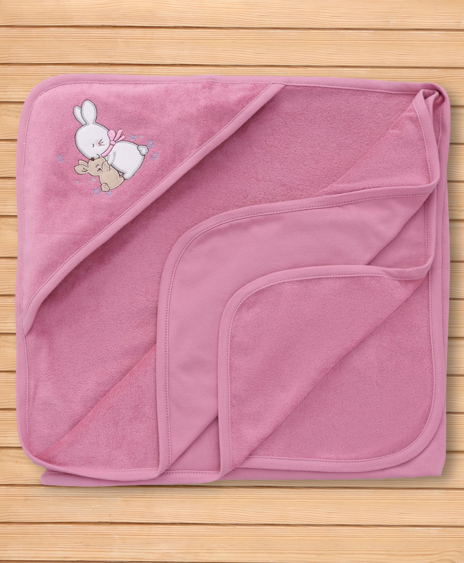Pink Rabbit Terry Knit Hooded Towel With Bunny Print L 81.5 x B 81 cm - Dark Pink-picture-39