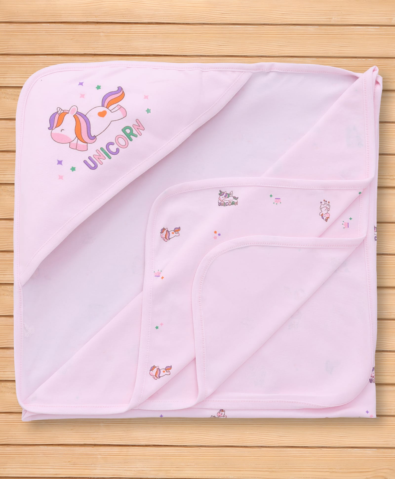 Pink Rabbit Terry Knit Hooded Towel With Unicorn Print L 81 x B 80 cm - Light Pink-picture-46