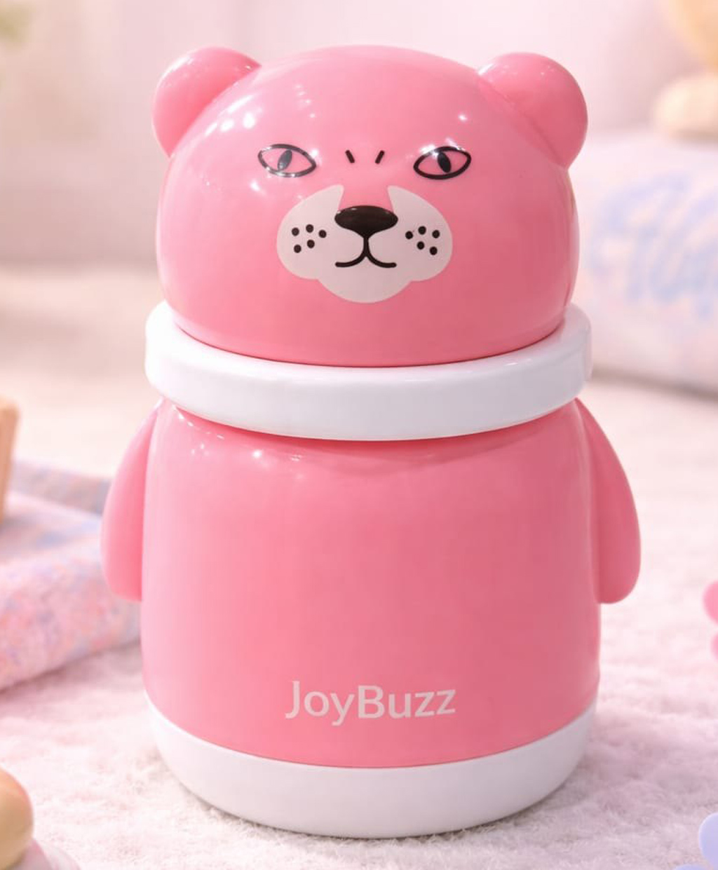 JoyBuzz Baby Powder Puff with Container | Soft & Gentle | BPA Free | Cute Bear Design | For Newborn & Infants - Pink-image-40