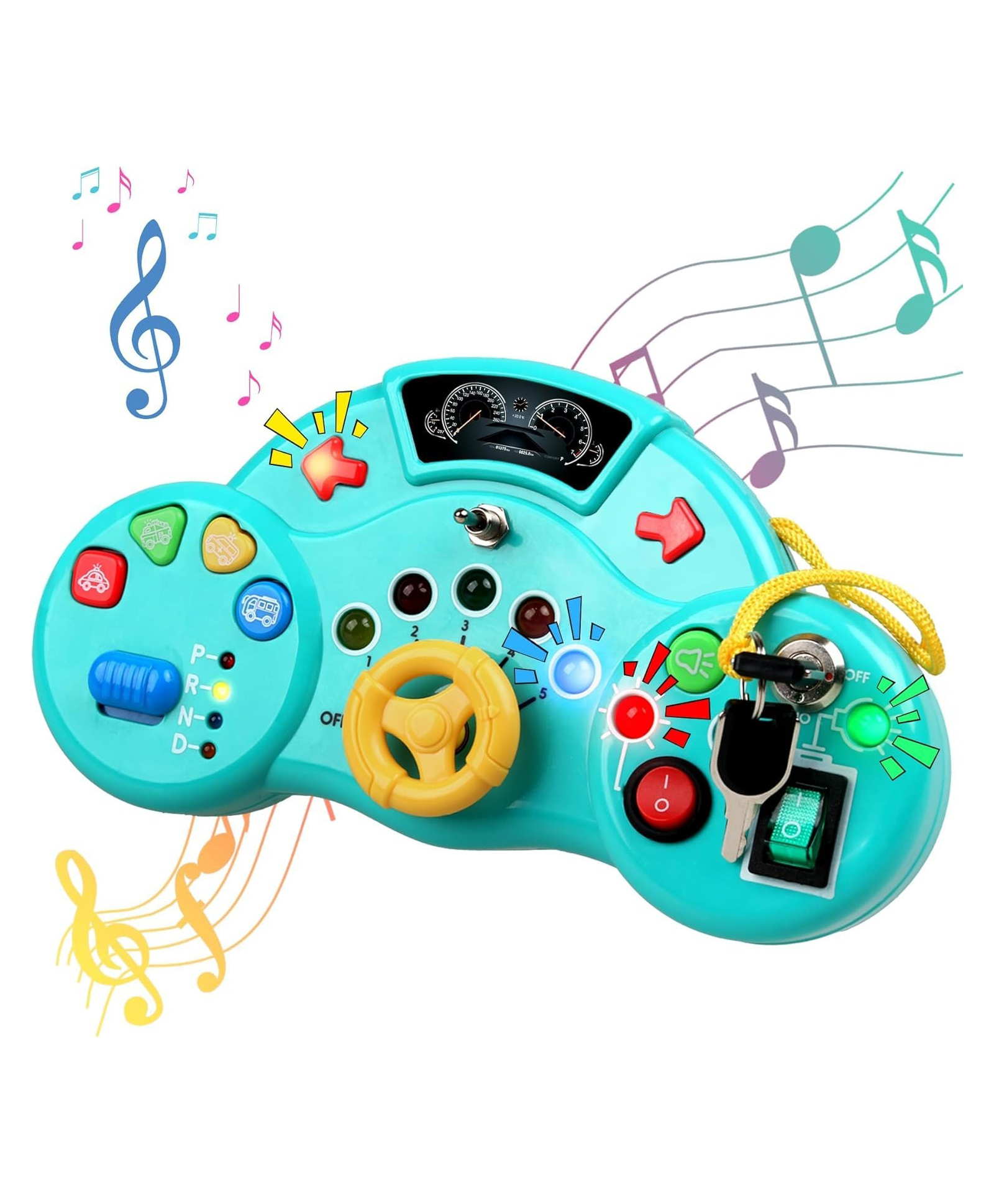 Happy Hues Montessori Busy Board with LED Lights Interactive Sensory Toy for Toddlers -Fun Learning Activities for Brain Development - Perfect Preschool Educational Gift for Boys & Girls-image-1