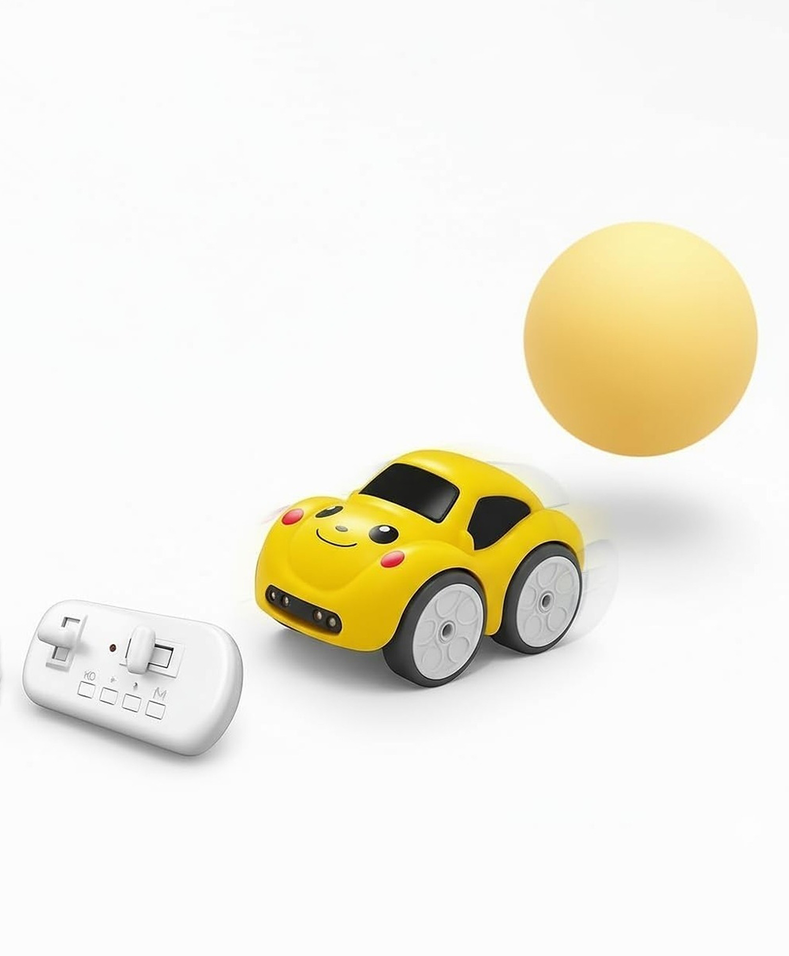 HAPPY HUES Mini Portable RC Smart Induction Sensor Follow-Me Car for Kids-USB Rechargeable Stunt Toy with LED & Music for Boys & Girls-Yellow-image-3