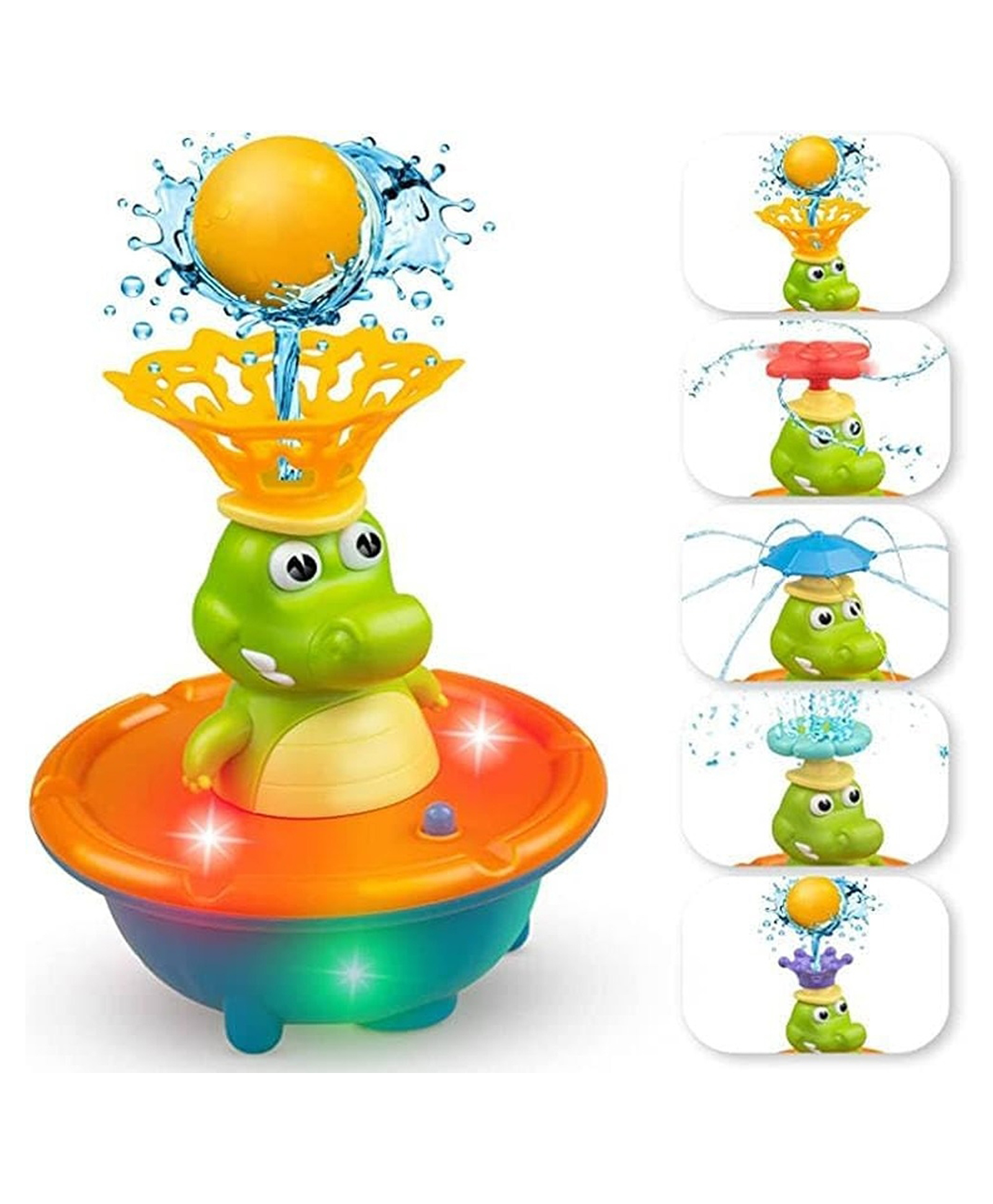 HAPPY HUES Musical Crocodile Floating Fountain Bath Toy with LED Lights & 5 Spray Modes-image-19