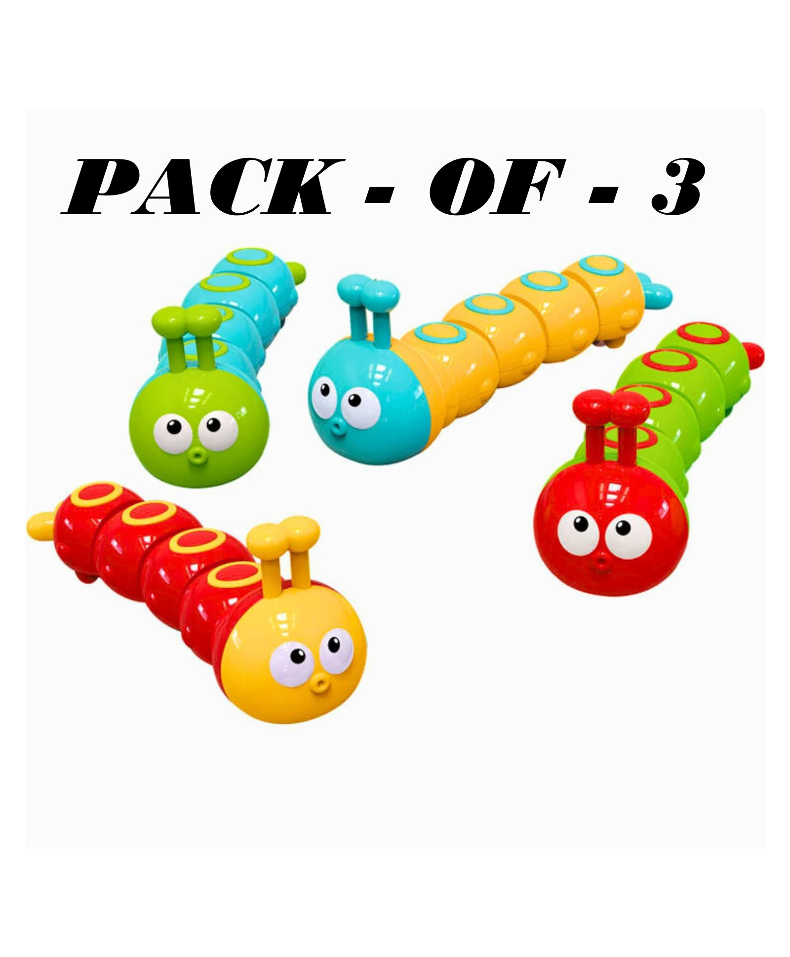 AKN TOYS Caterpillar Press & Go for Kids Infant Toddler Press Moving Toy Vehicle Bath Snake Toy for Kids Plastic Animal Shape - PACK OF 3 ( COLOR AND DESIGN MAY VARY )-image-45