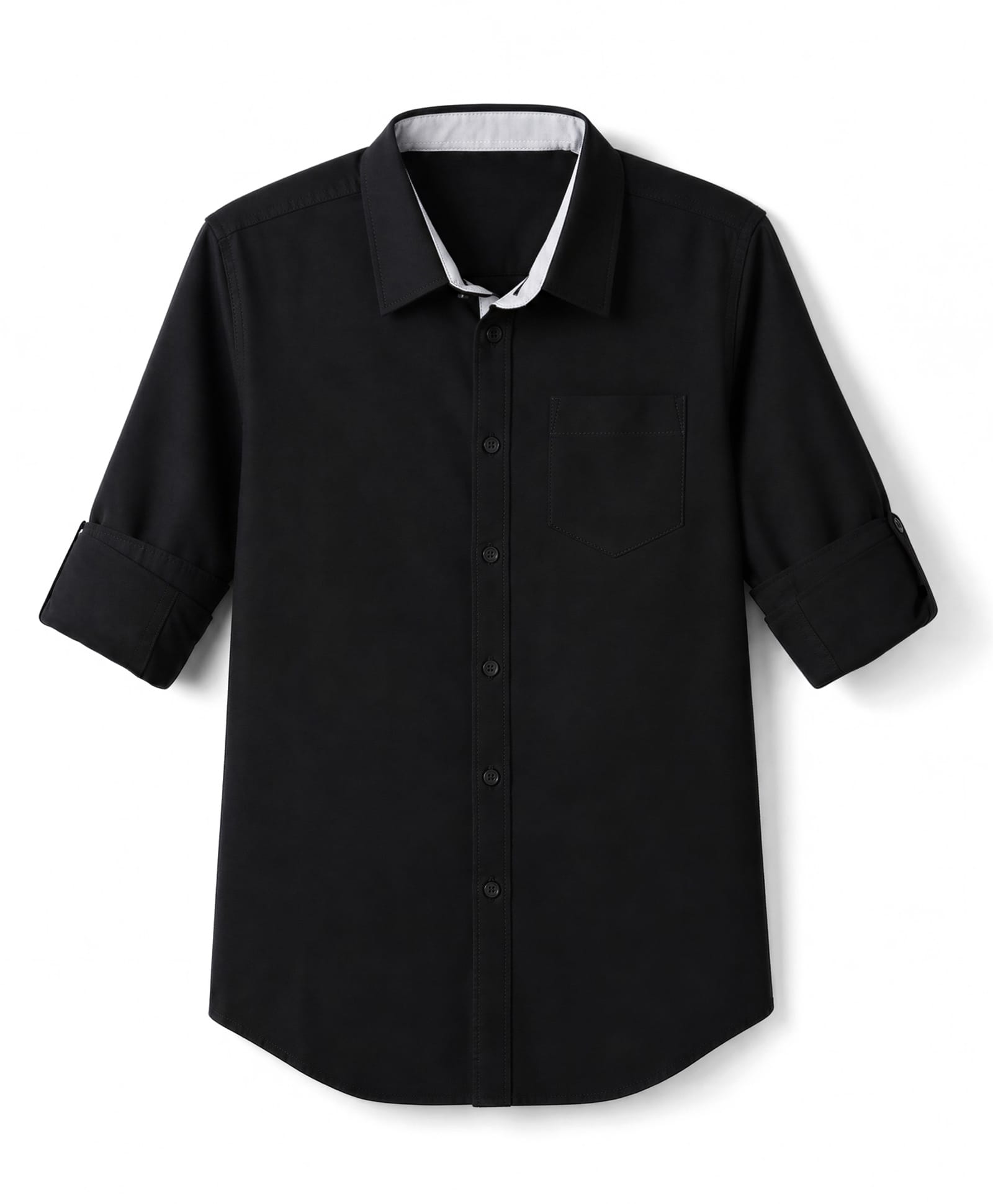 Pine Kids Cotton Woven Solid Shirt with Full Sleeves - Black-image-4