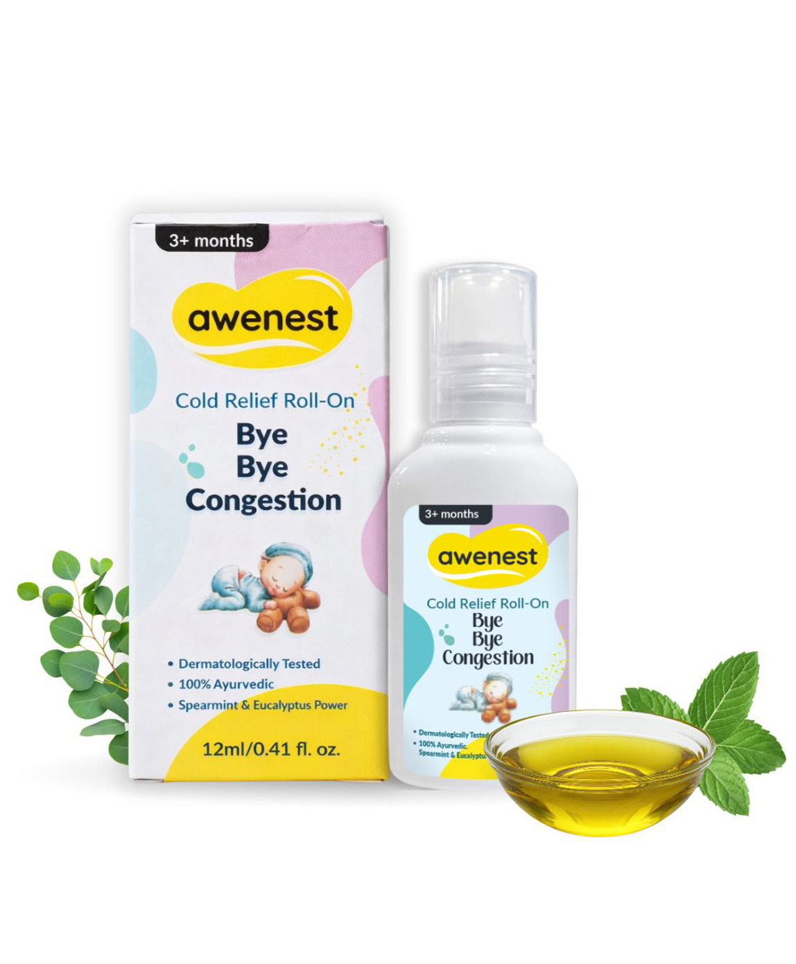 awenest Cold Relief Roll-On with Spearmint & Eucalyptus Oils, Ayurvedic Congestion Care for Kids- 15 ml-image-4
