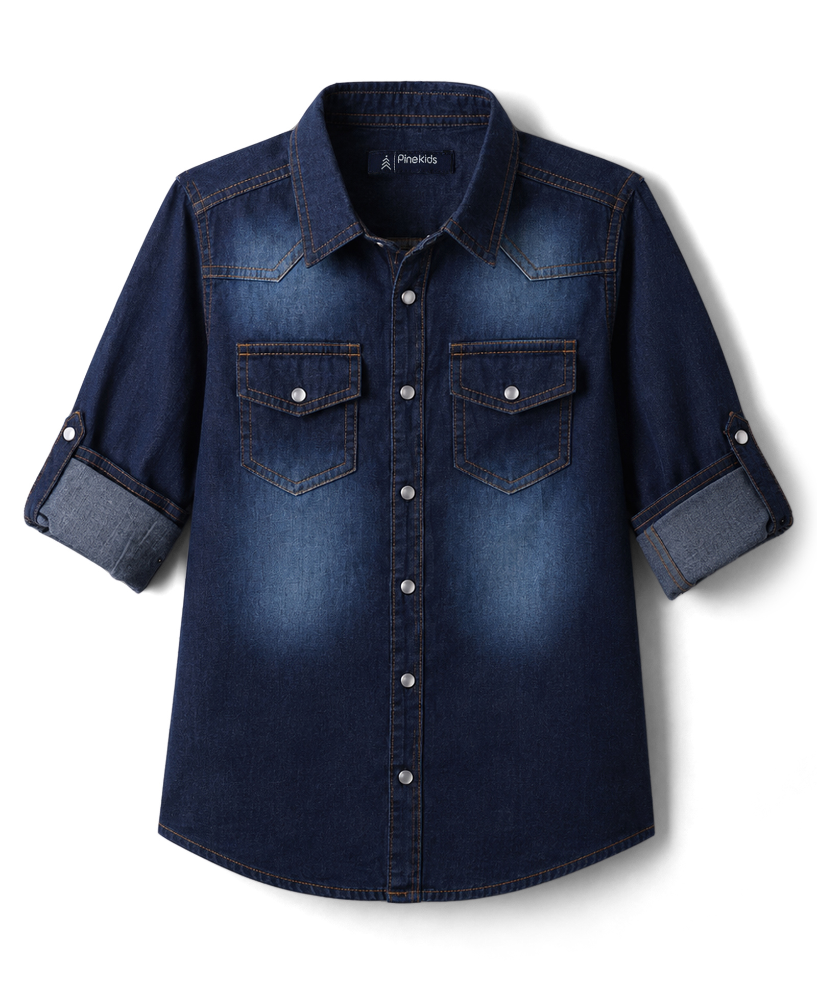 Pine Kids Denim Woven Full Roll Up Sleeves Shirt - Blue-picture-25