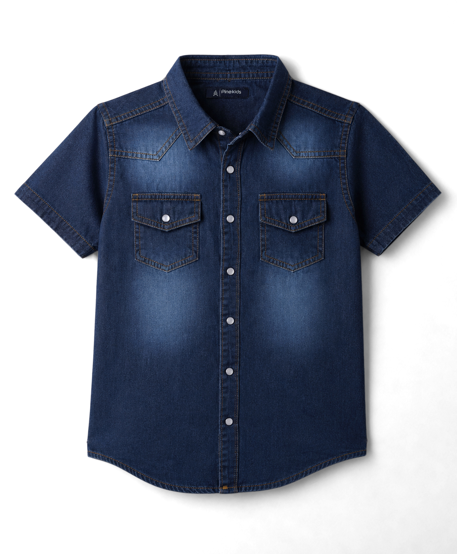 Pine Kids Denim Woven Half Sleeves Shirt - Blue-image-17