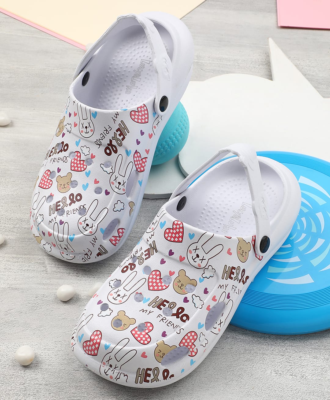 Liberty Lucy & Luke Kids Back Strap Closure Bunny Printed Clogs - White-picture-10
