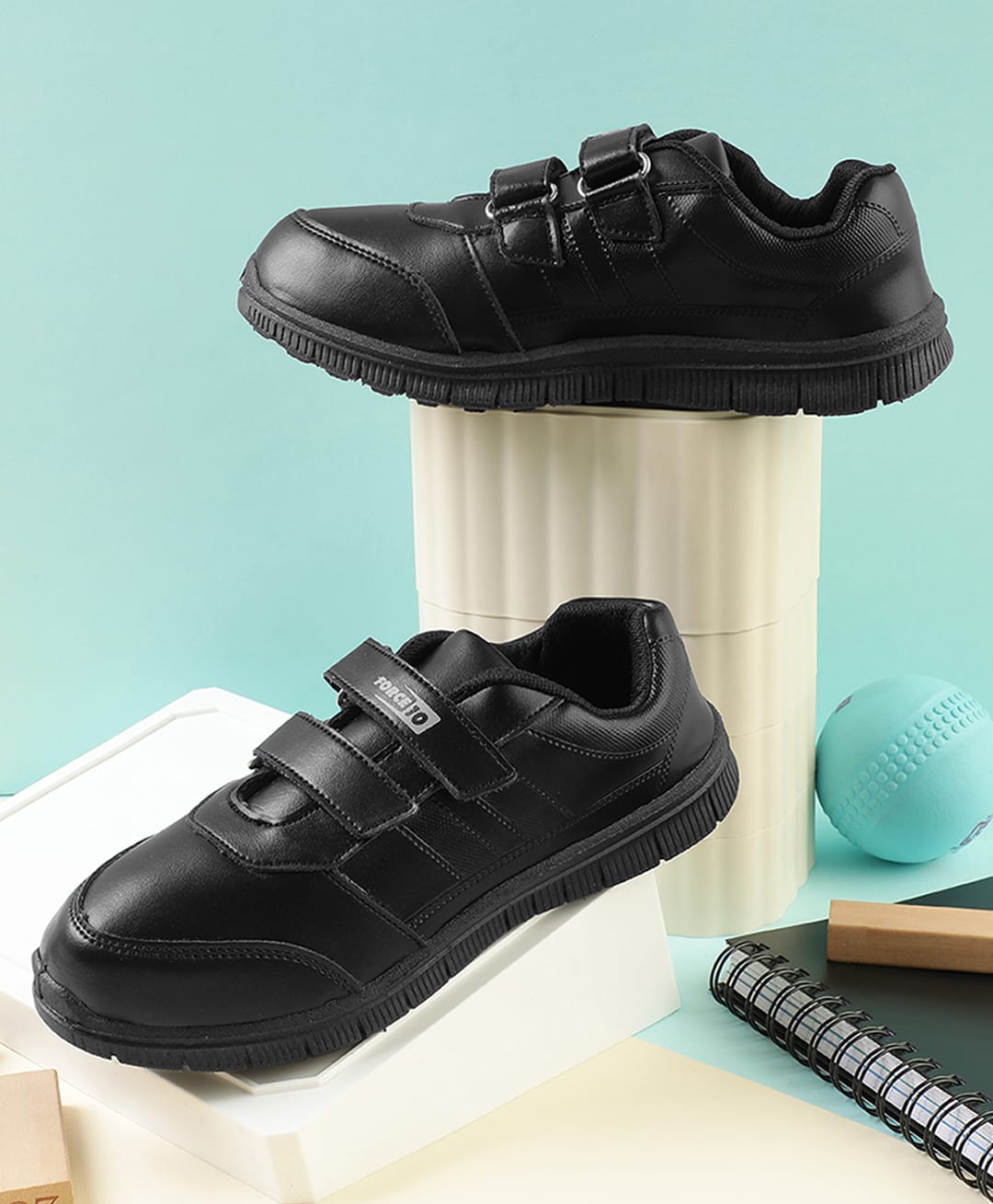 LIBERTY Force 10 Kids Velcro Closure Solid School Shoes - Black-image-13