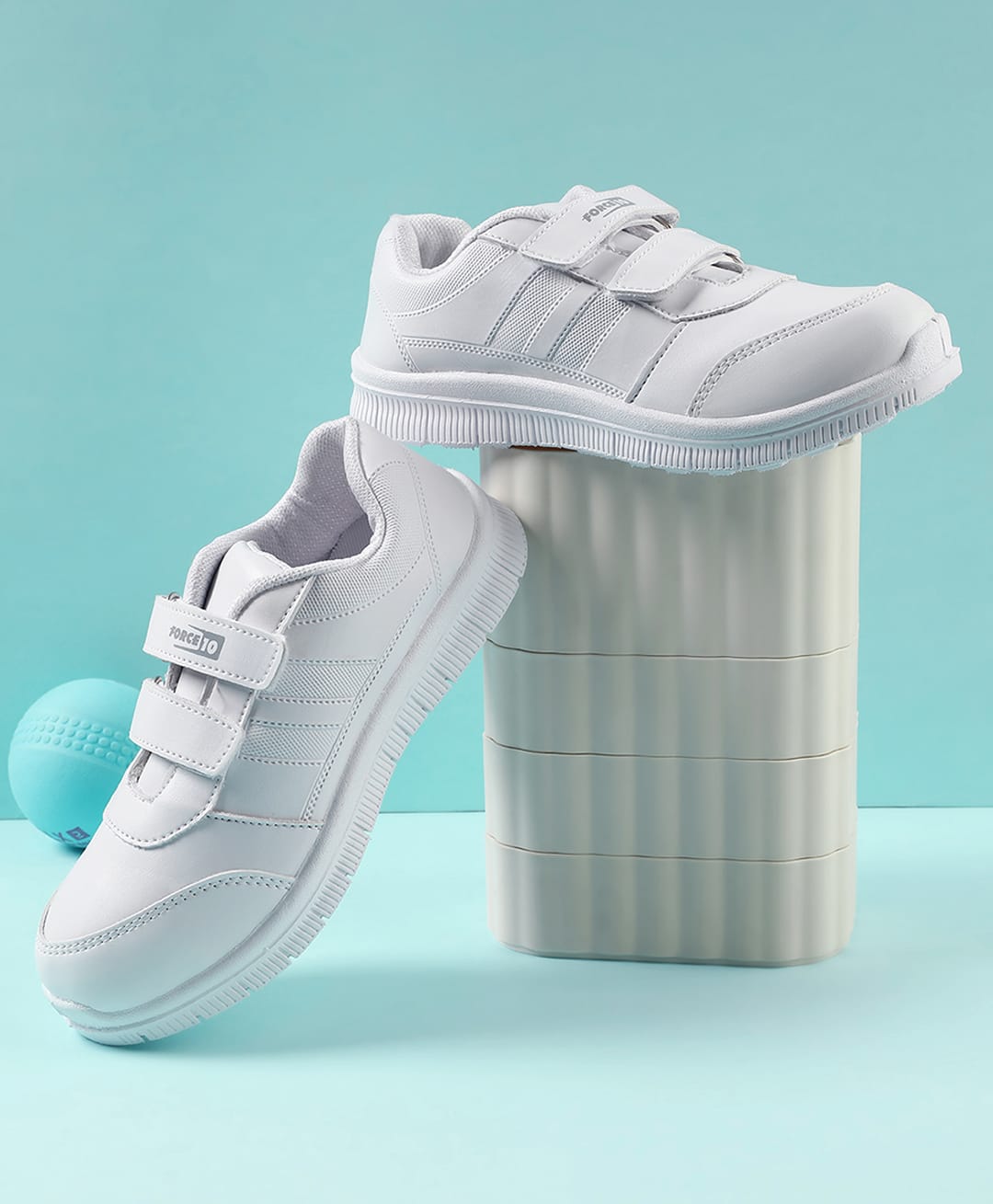 LIBERTY Force 10 Kids Velcro Closure Solid School Shoes - White-image-19