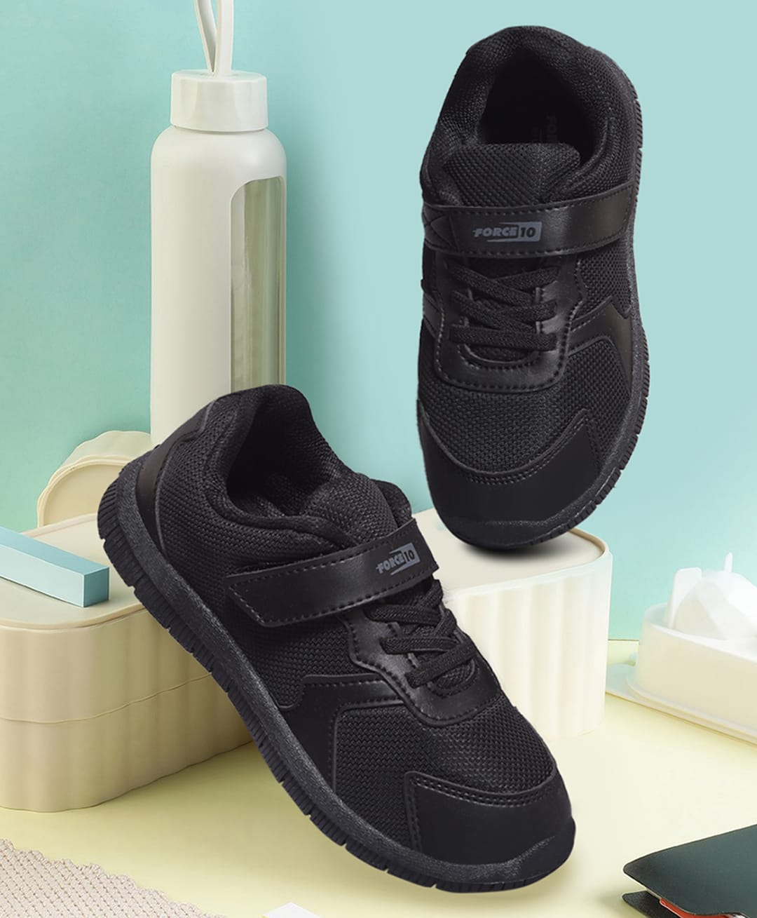 Liberty Force 10 Kids Velcro Closure Solid School Shoes - Black-picture-12