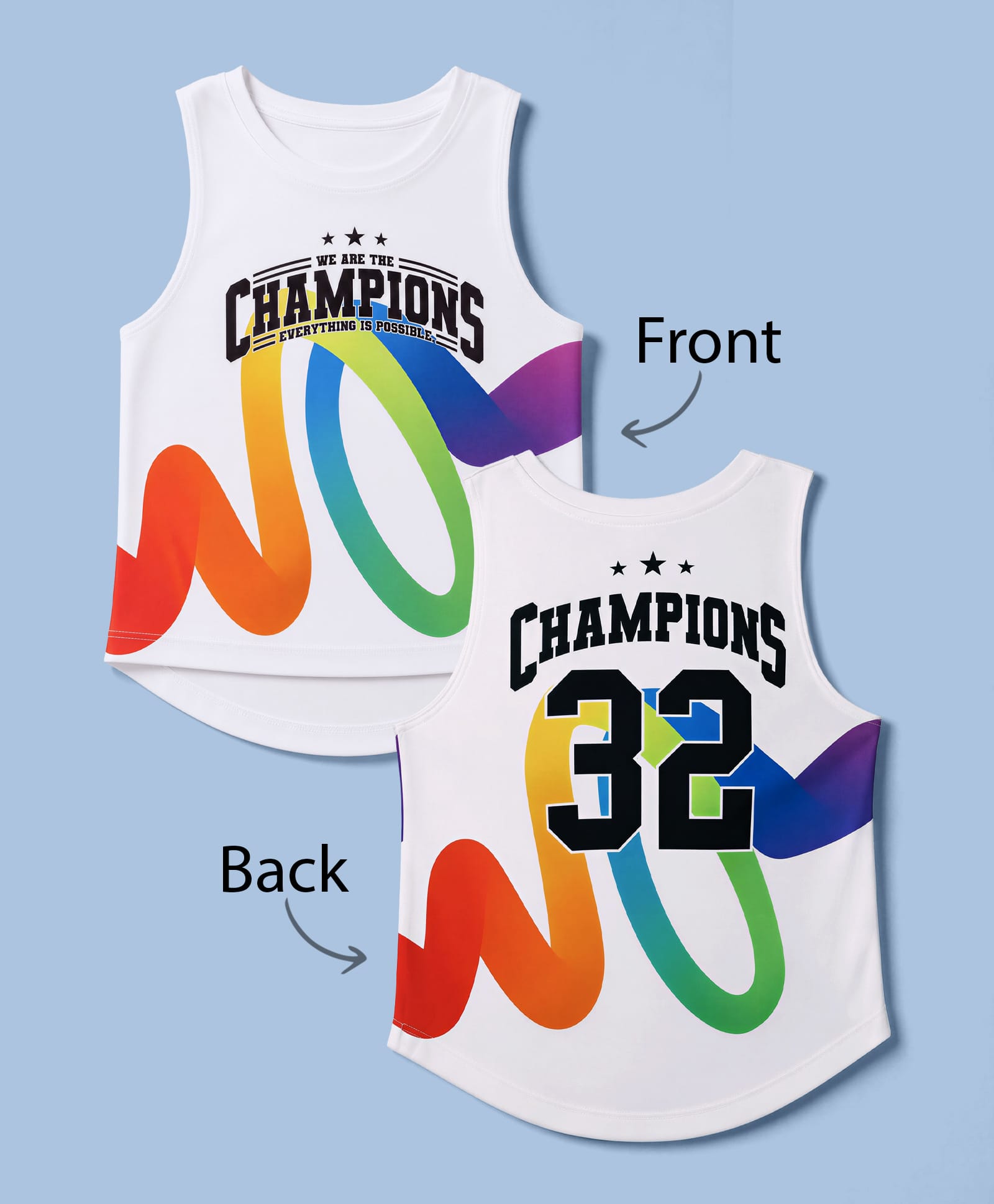 Pine Active Knit Sleeveless Front & Back Champions Printed T-Shirt- White-picture-23