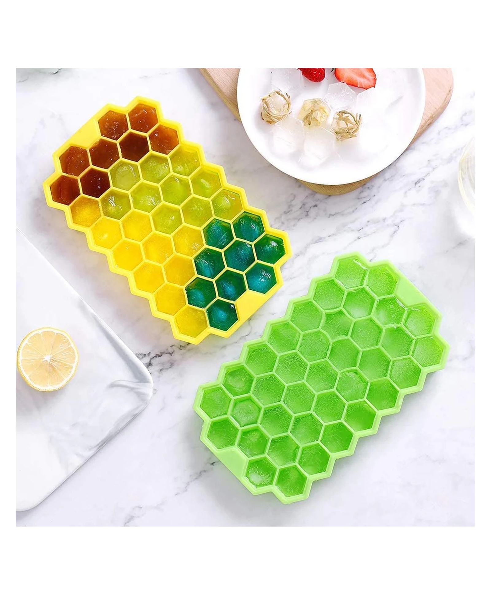 ULIFESTYLE Ice Cube Tray for Freezer Flexible Silicone Honeycomb Design Ice Cube 17 Cavity Mould Box for Home Kitchen Office - Multicolor 1pc-image-2