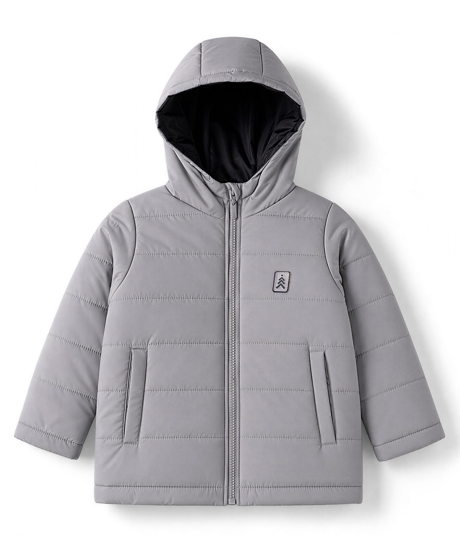 pine kids Pine Kid Woven Hooded Padded Winter Jacket with Full Sleeves - Grey-picture-41