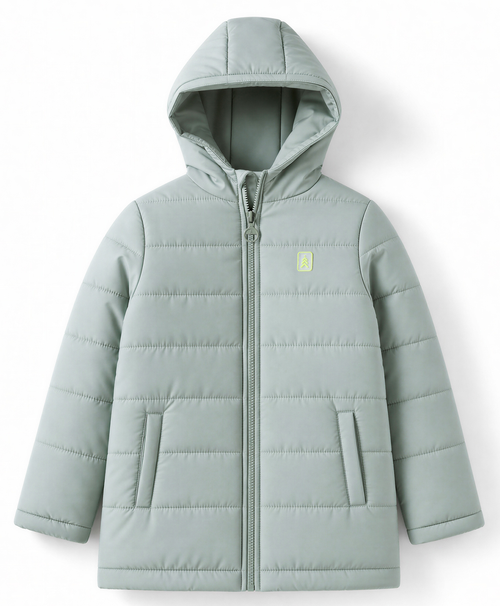 pine kids Pine Kid Woven Hooded Padded Winter Jacket with Full Sleeves - Light Green-picture-20
