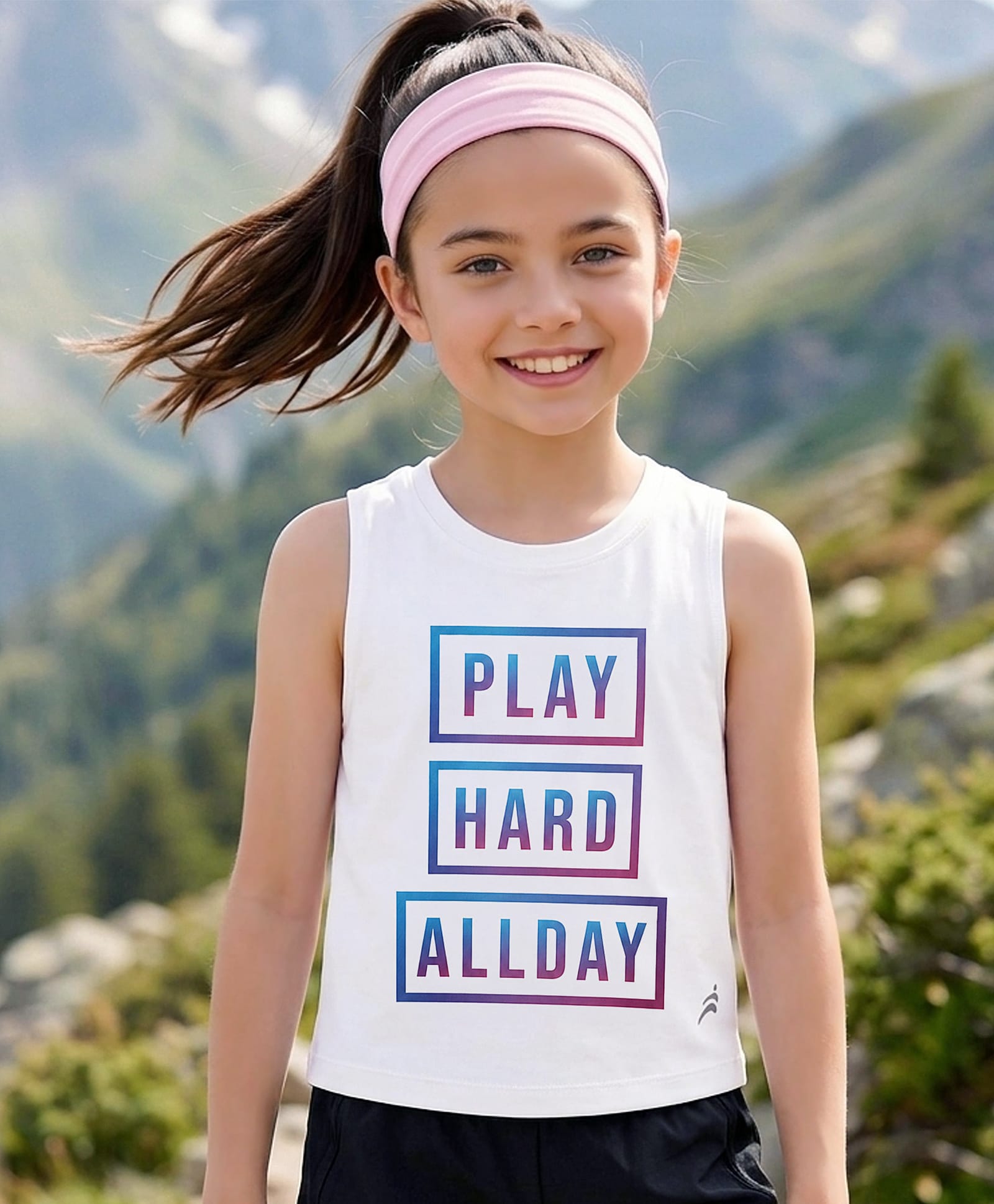 Pine Active Knit Sleeveless T-Shirt with Text Print - White-picture-4