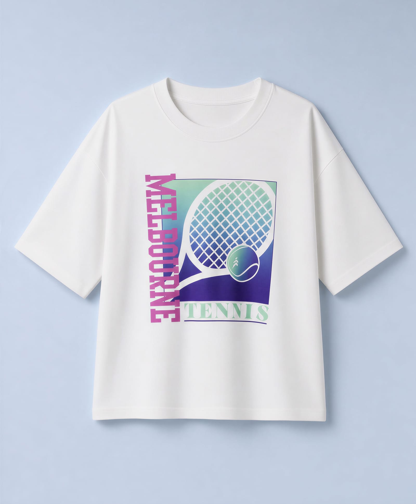 Pine Active Knit Drop Shoulder Half Sleeves T-shirt With Melbourne Text Graphic - White-picture-24