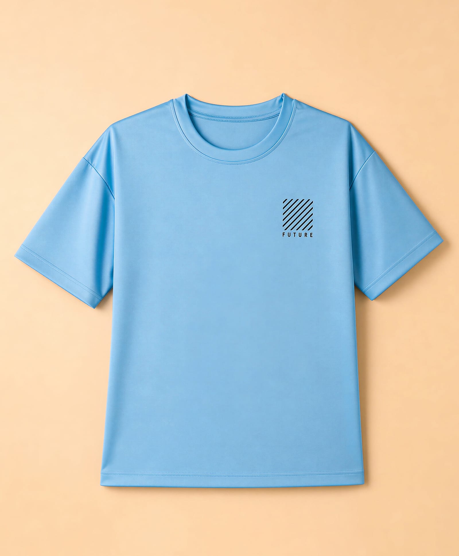 Pine Active Knit Drop Shoulder Half Sleeves T-Shirt With Future Text Print - Blue-picture-21