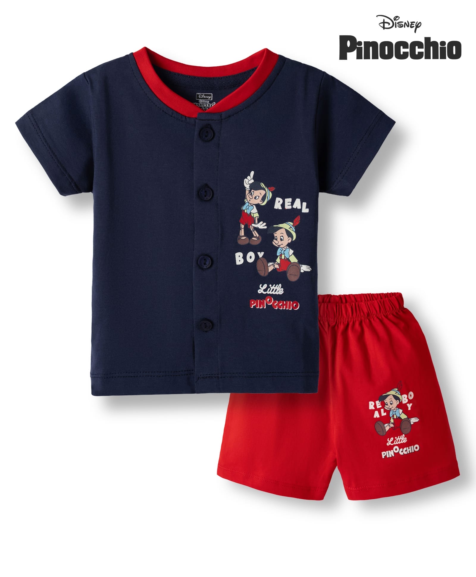 CUCUMBER Sinker Knit Half Sleeves Noddy Printed T-Shirt & Shorts Set - Navy Blue-picture-14