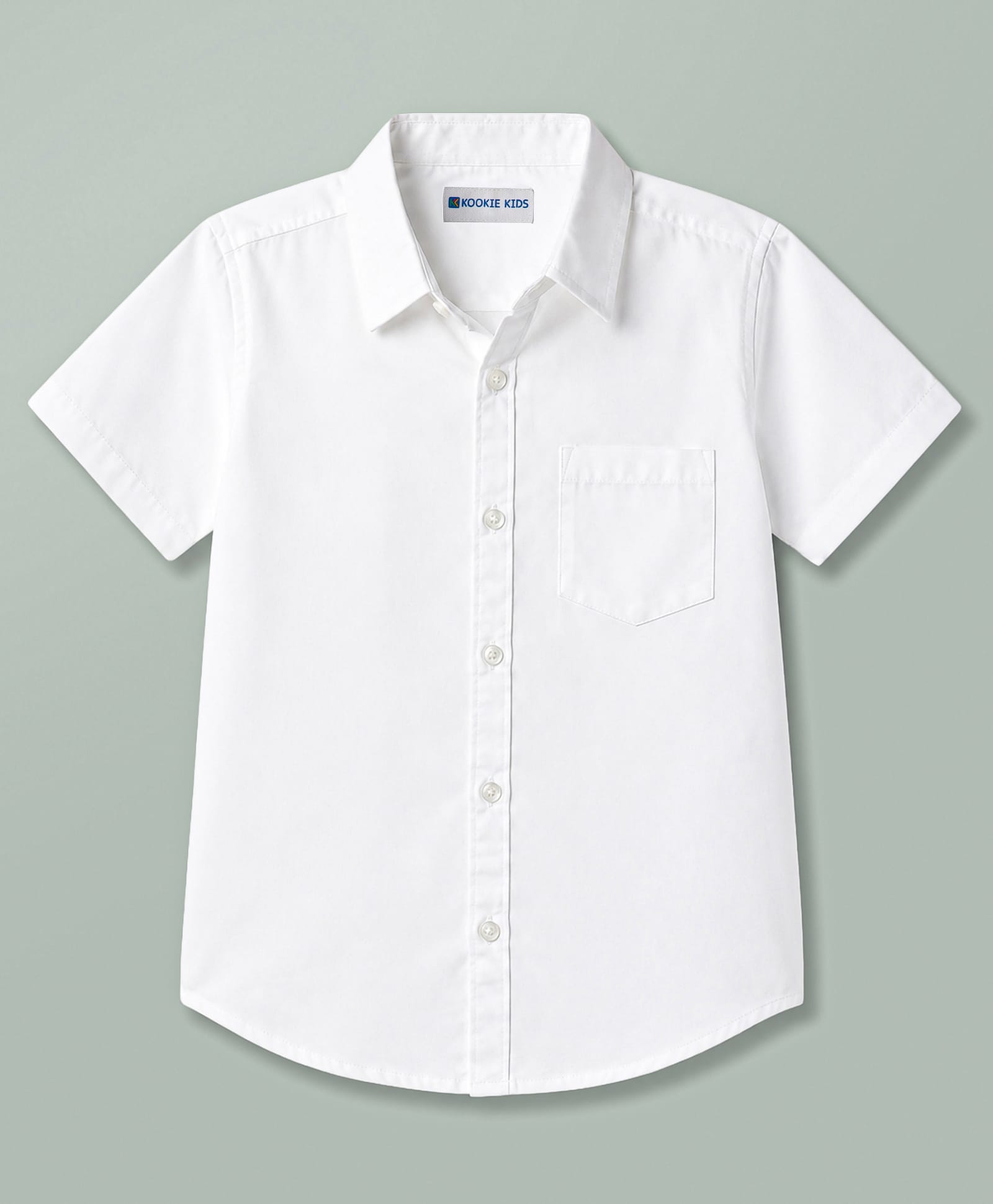 Kookie Kids Woven Solid Shirt Half Sleeves White 6-7 Years-image-6