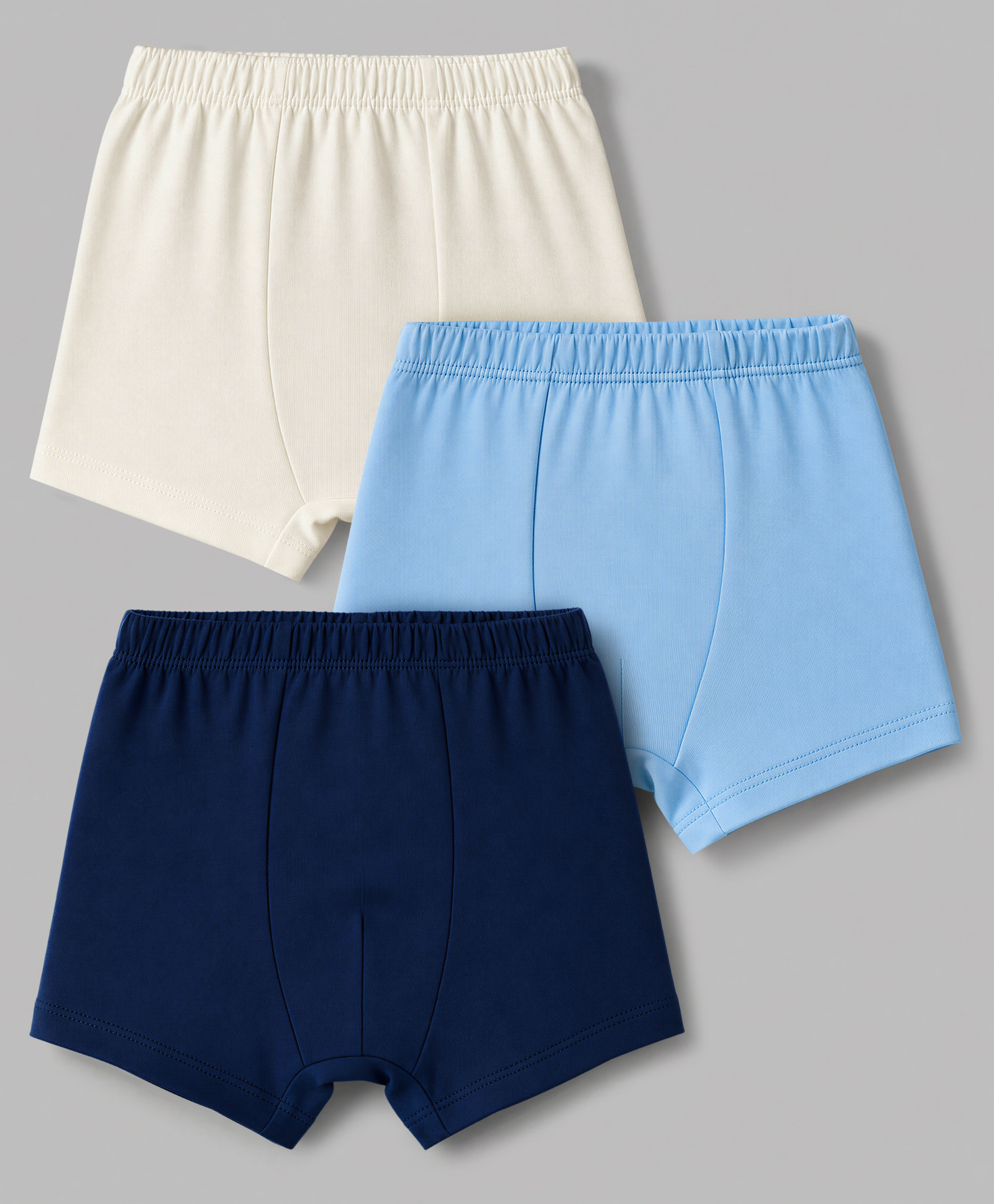 Babyhug 100% Cotton Knit Briefs Pack of 3 - Navy Blue, White & Light Blue-image-15