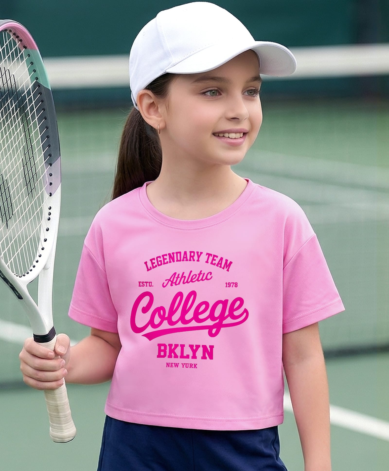 Pine Active Knit Drop Shoulder Half Sleeves Cropped Text Printed T-Shirt - Light Pink-image-2
