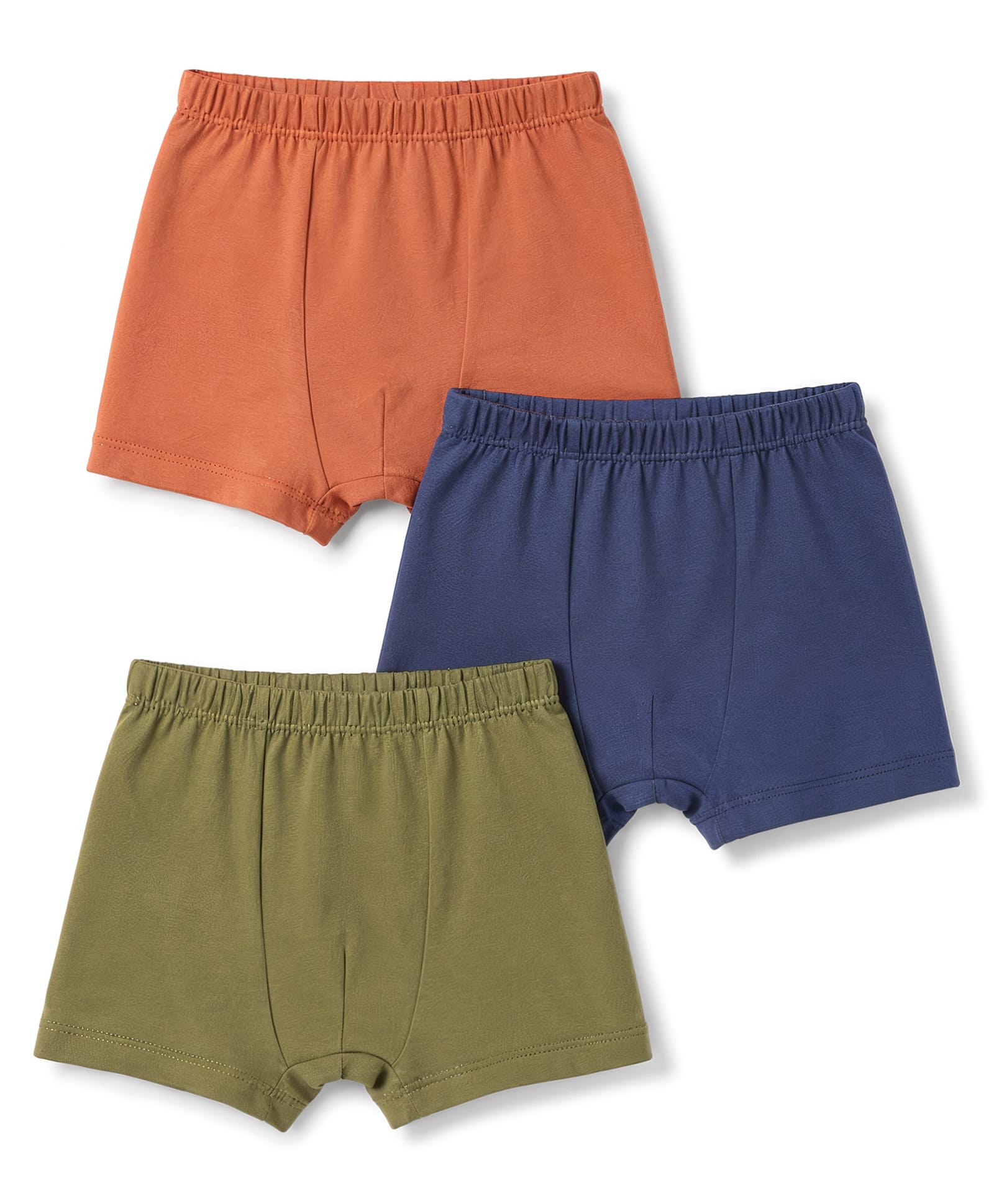 Babyhug 100% Cotton Knit Solid Briefs Pack Of 3 - Navy Blue Olive Green & Rust Orange-image-17