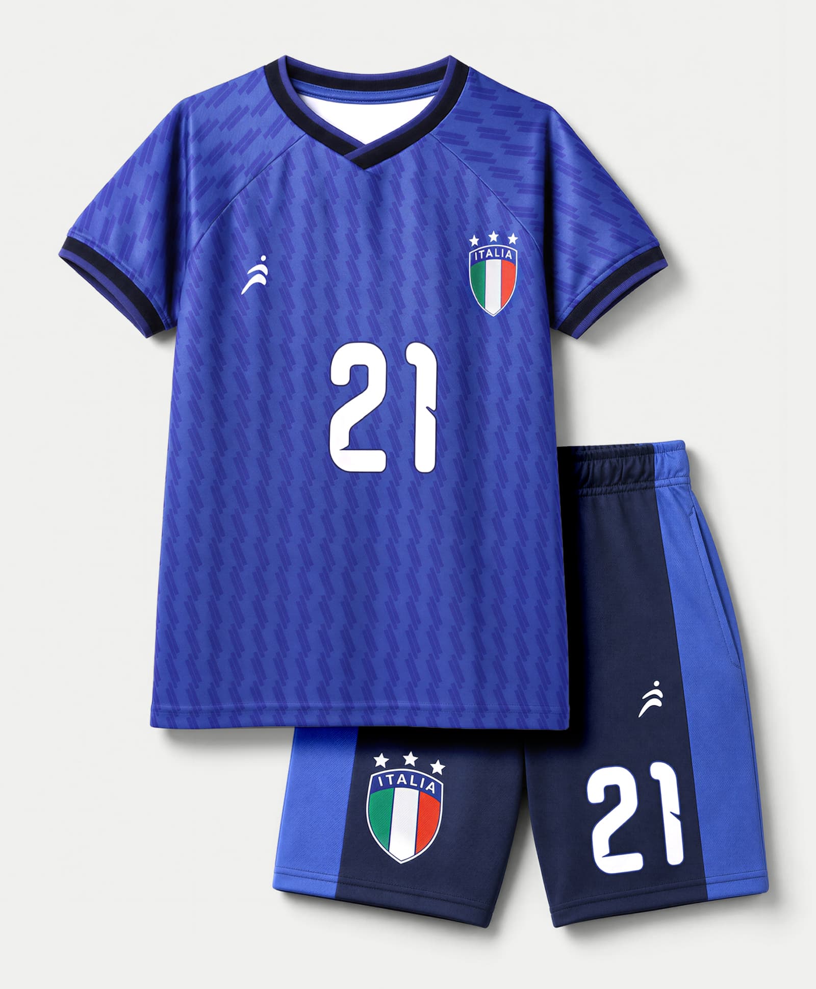 Pine Active Knit Half Sleeves T-Shirt & Shorts With Text Print - Blue-image-20
