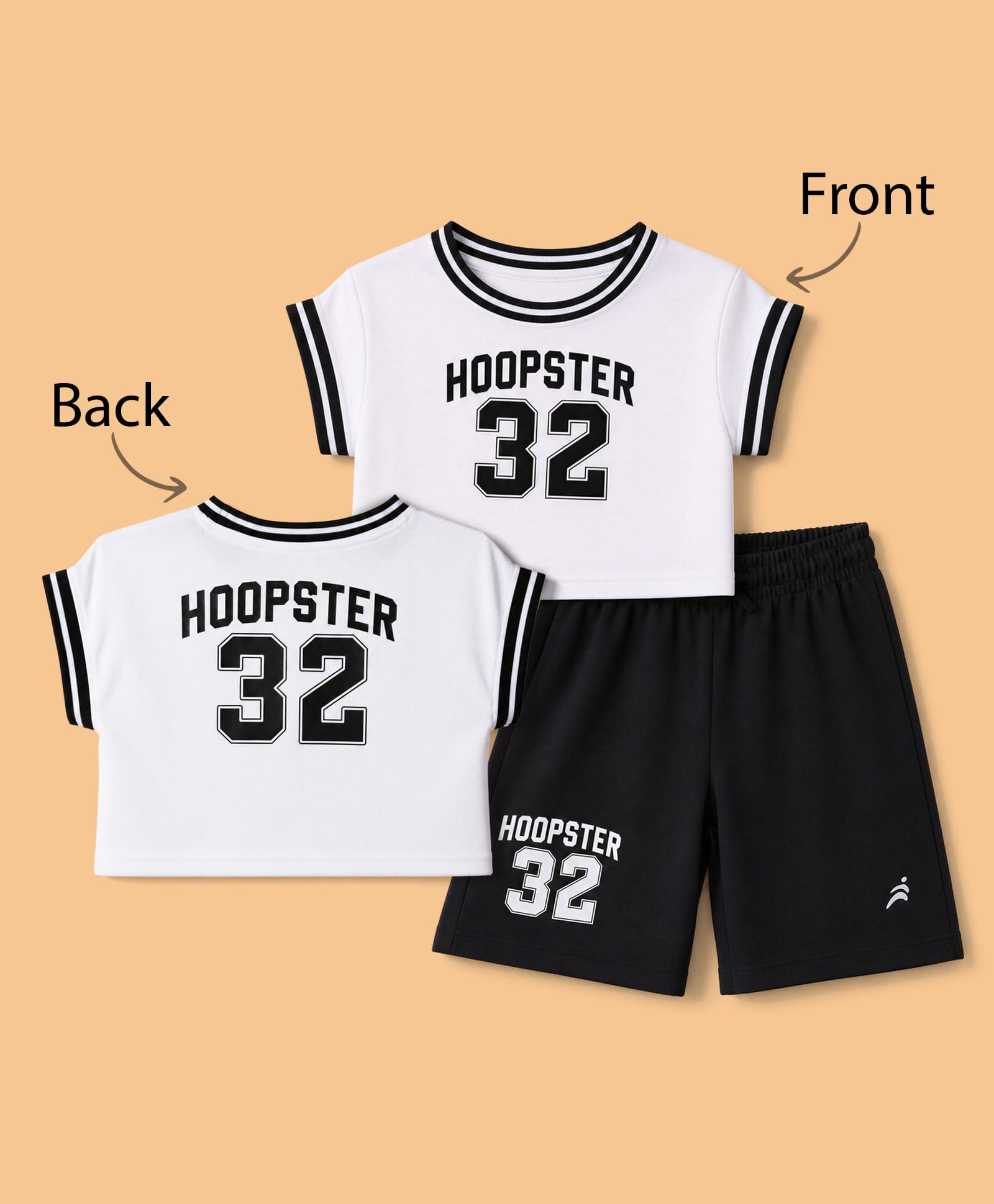 Pine Active Knit Sleeveless Hoopster 32 Printed Crop Tee With Shorts Set - White-picture-21