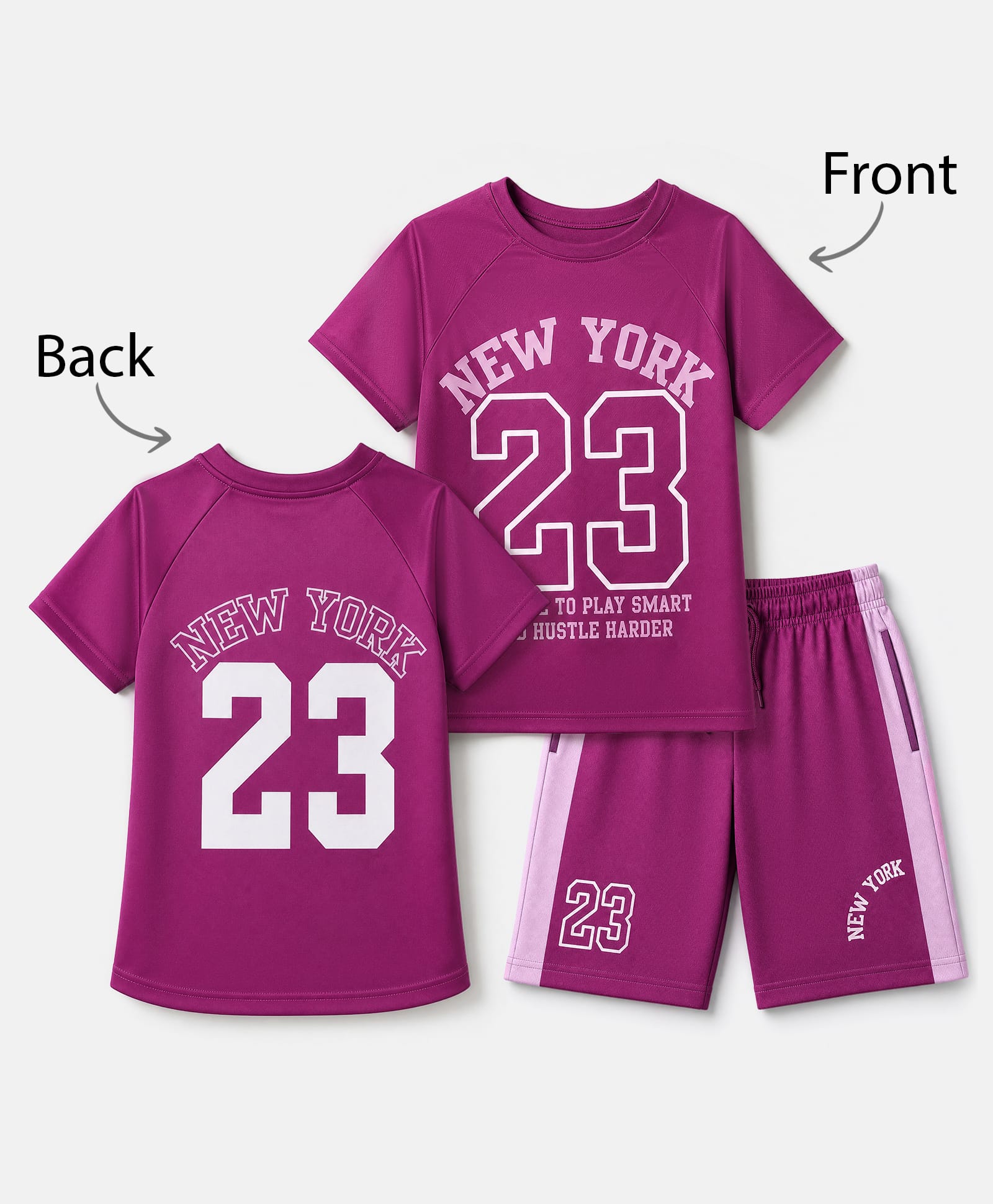 Pine Active Knit Half Sleeves Tee With Shorts Set With Text Print - Pink-image-1