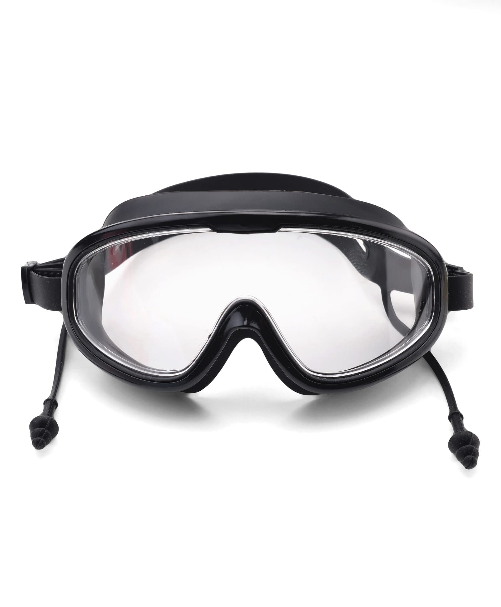 KIDLINGSS Big Frame Swimming Goggles With Attached Earplugs - Black-image-8