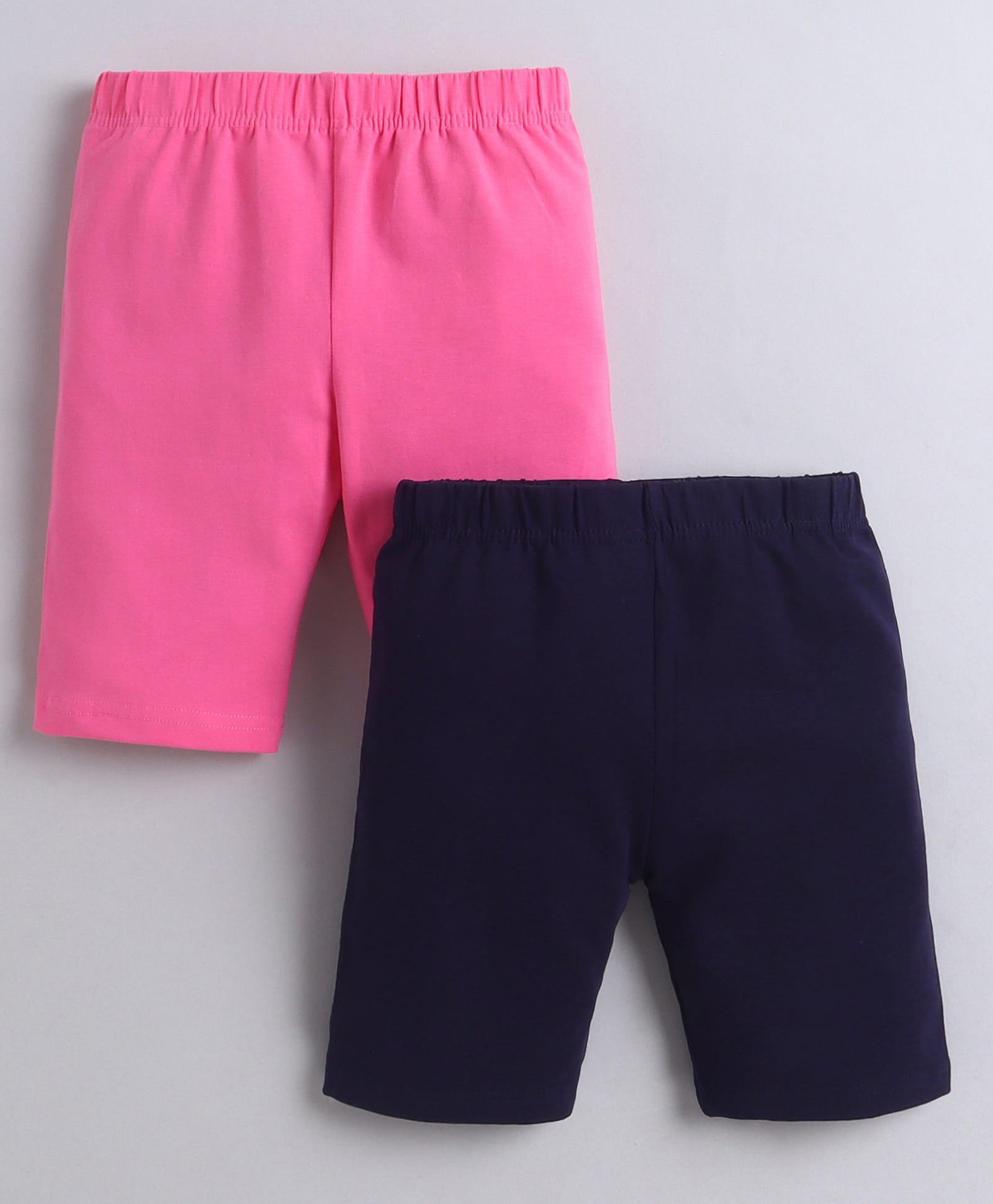 BUMZEE Cotton Knit Mid Thigh Solid Cycling Shorts Pack Of 2 - Pink & Navy Blue-picture-12