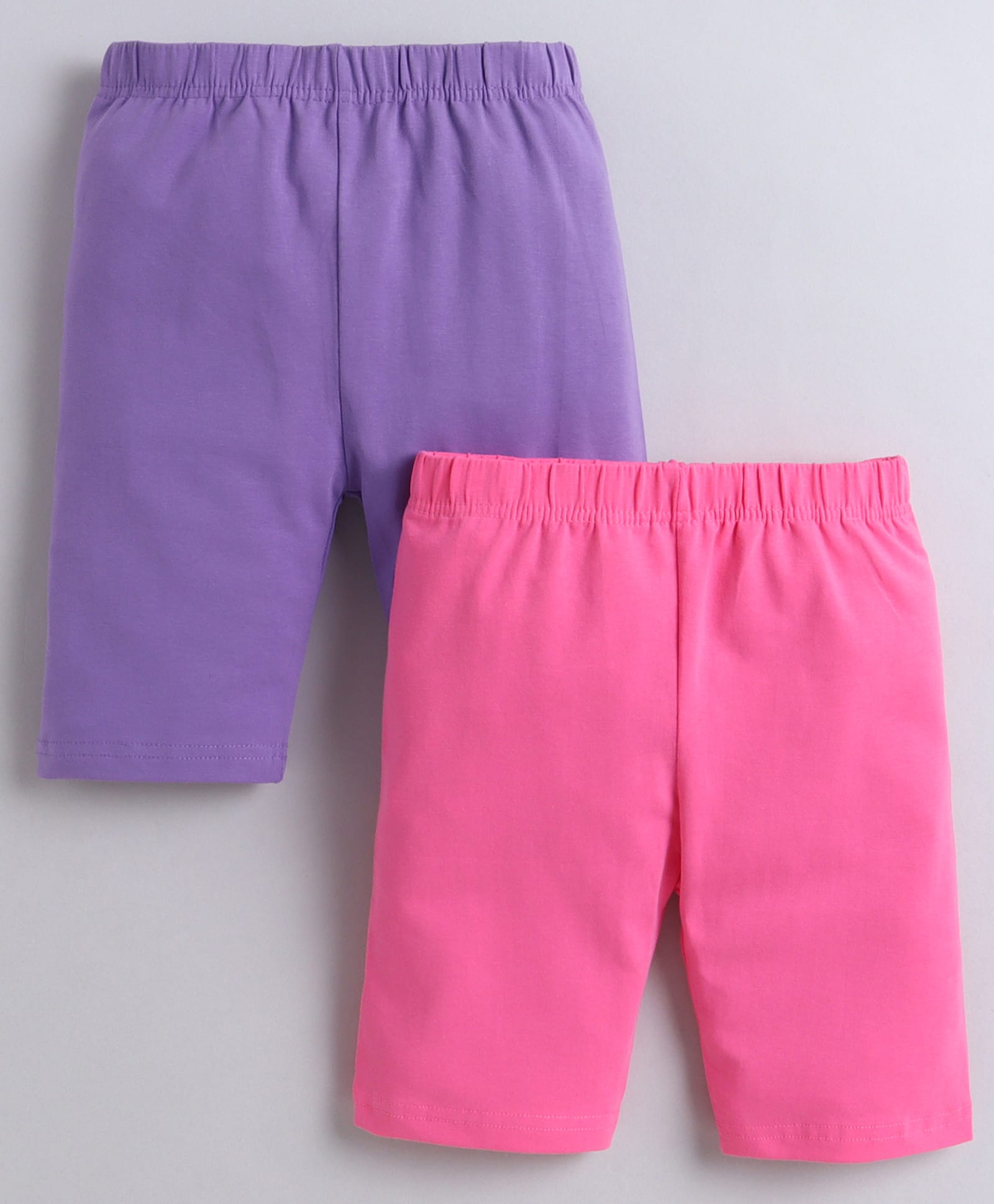 BUMZEE Cotton Knit Mid Thigh Solid Cycling Shorts Pack Of 2 - Purple & Pink-picture-19