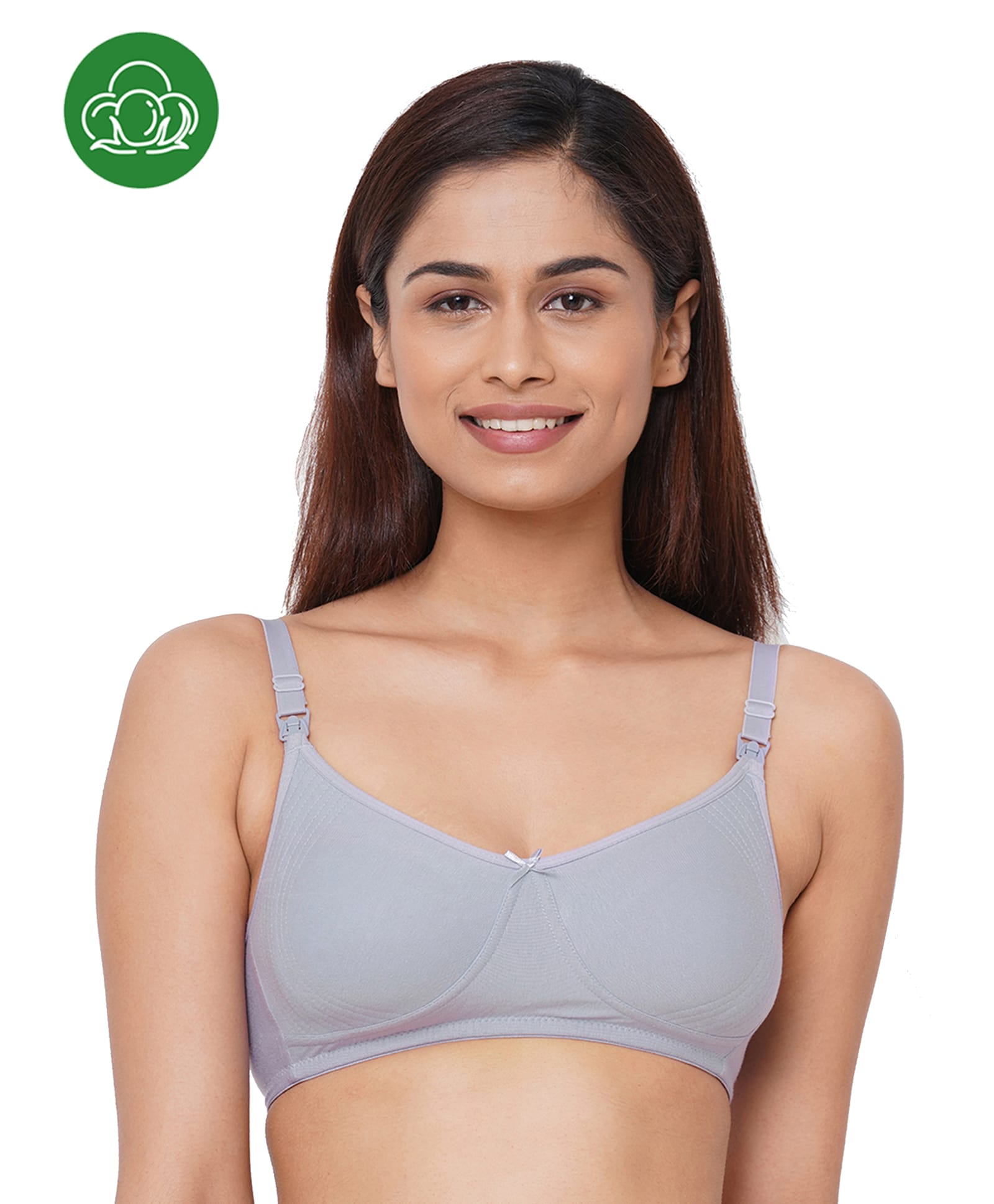 Inner Sense Organic Cotton Kint Solid Non Padded Maternity Bra & Extender With Front Open Nursing Access - Lavender-image-42