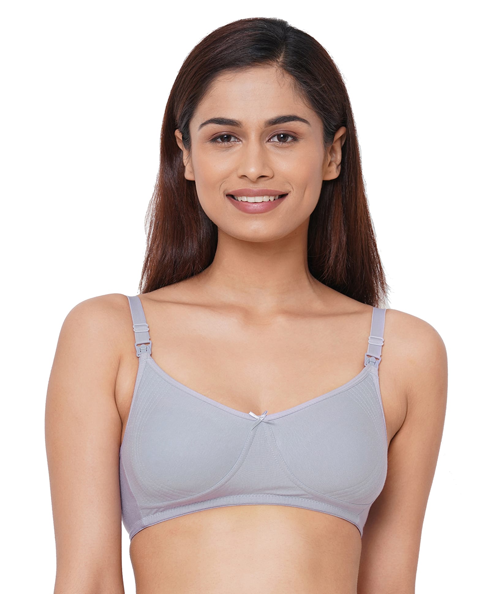 Inner Sense Organic Cotton Kint Solid Non Padded Maternity Bra & Extender With Front Open Nursing Access - Lavender-picture-14
