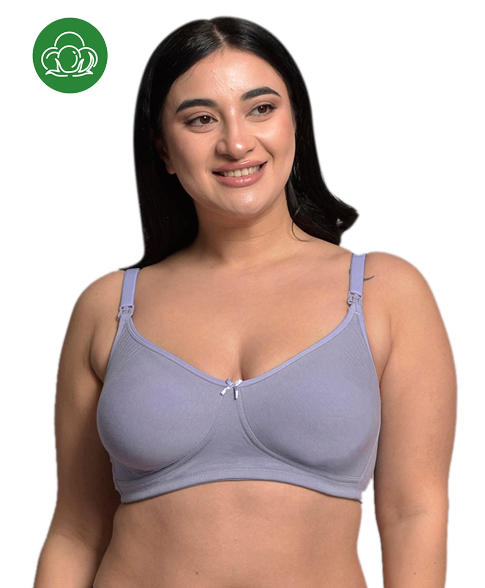 Inner Sense Organic Cotton Kint Solid Non Padded Maternity Bra With Front Open Nursing Access - Lavender-image-41
