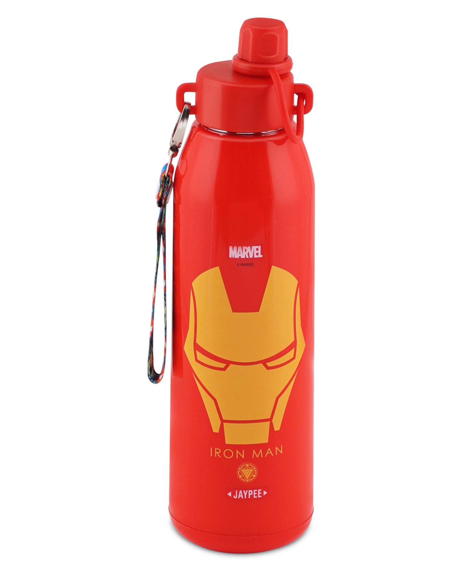 Jaypee PowerSip 650ml Insulated Inner Stainless Steel Spout & Sipper Mouth Water Bottle With Handy Strap, Iron Man Print, Red-image-43