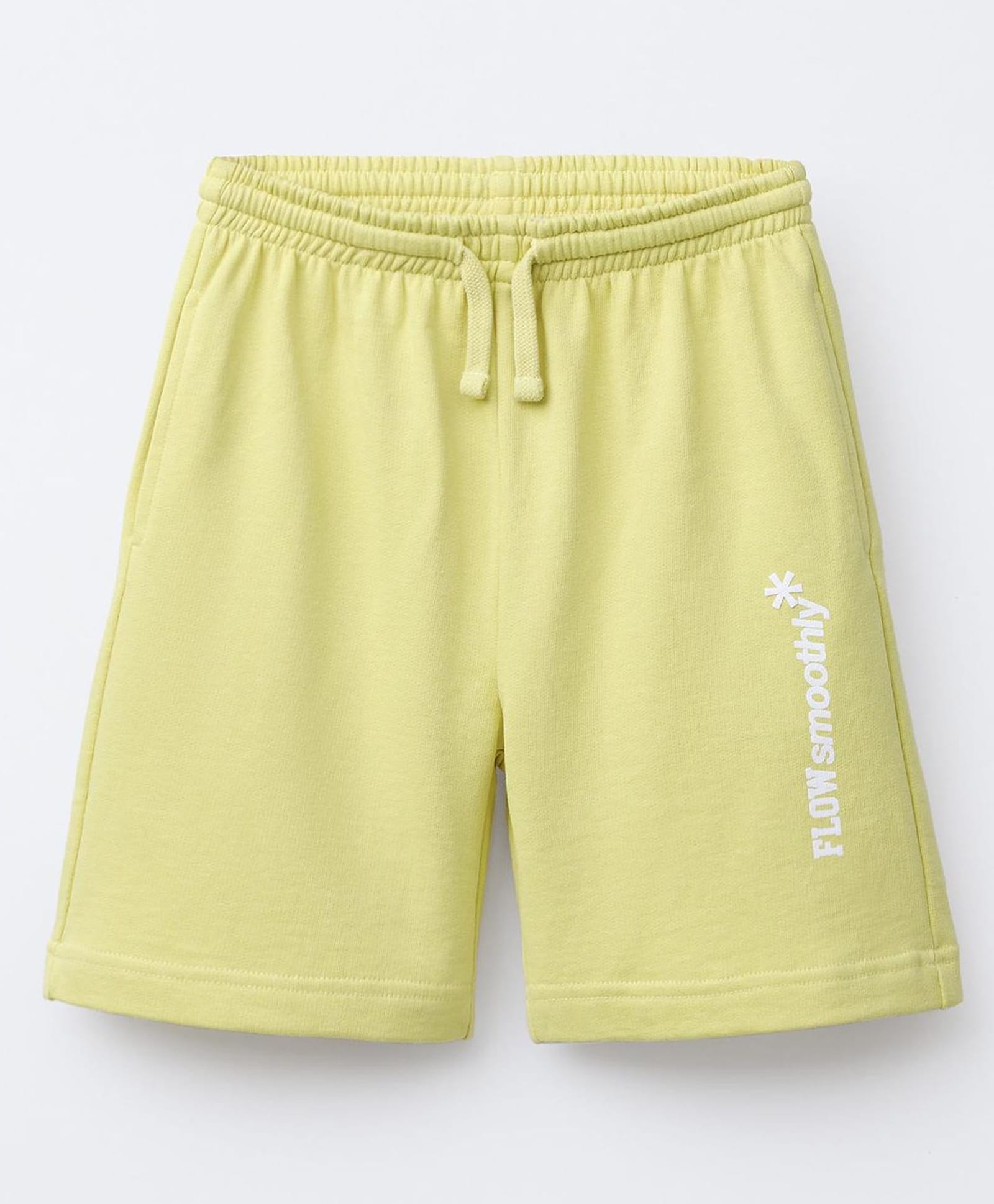 ALAN JONES Cotton Blend Knit Flow Smoothly Text Printed Shorts - Yellow-image-45