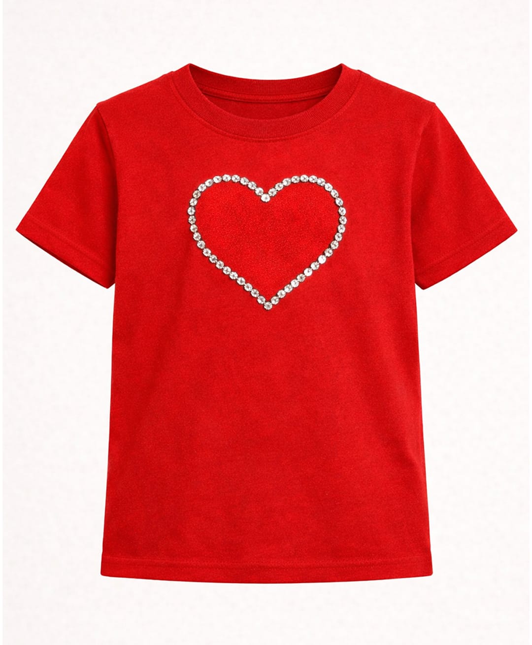 ZIP ZAP ZOOP Cotton Knit Half Sleeves Stone Embellished Heart Designed Tee - Red-picture-18