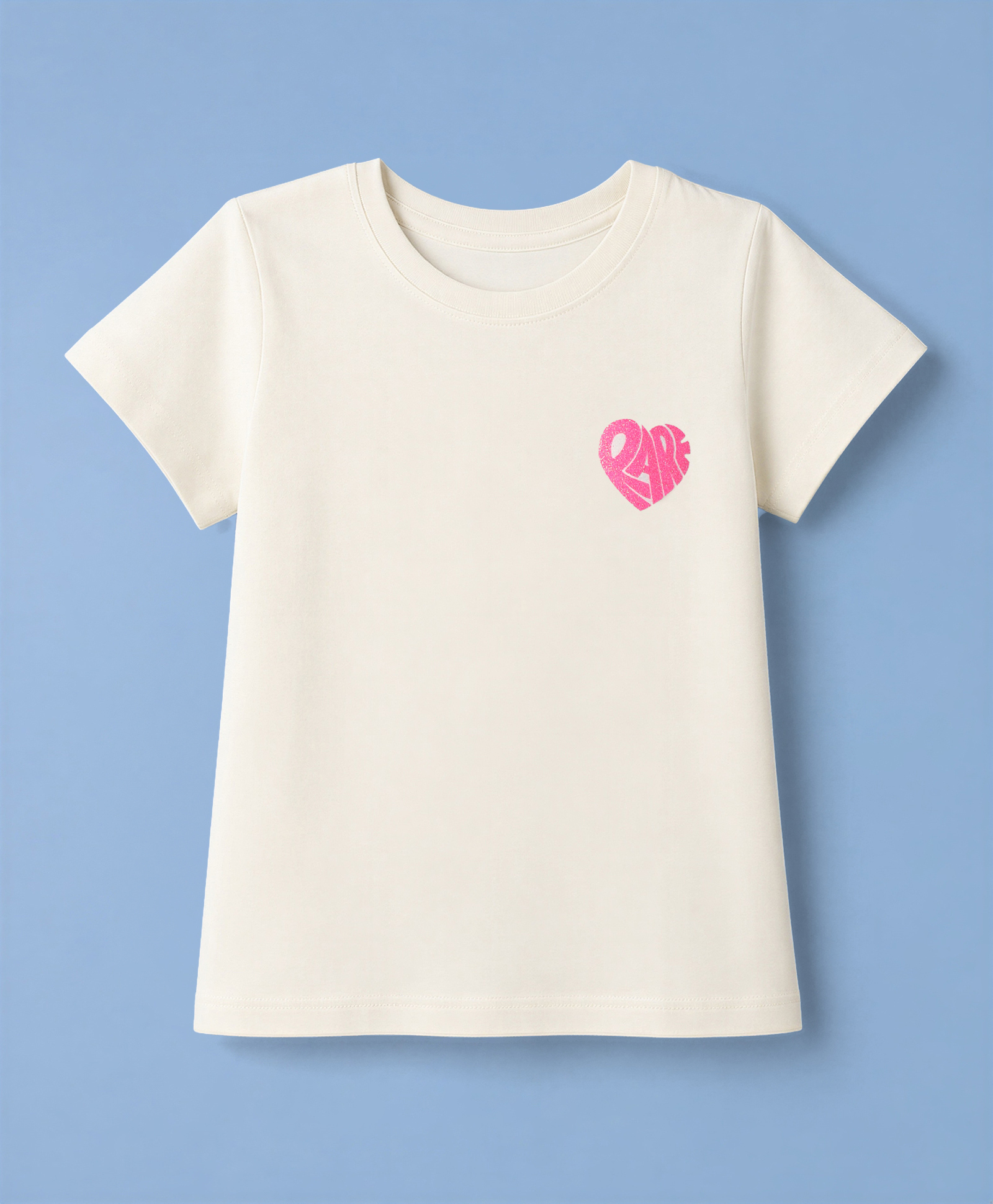 Pine Kids Cotton Knit Half Sleeves T-Shirt with Heart Print - White-picture-11