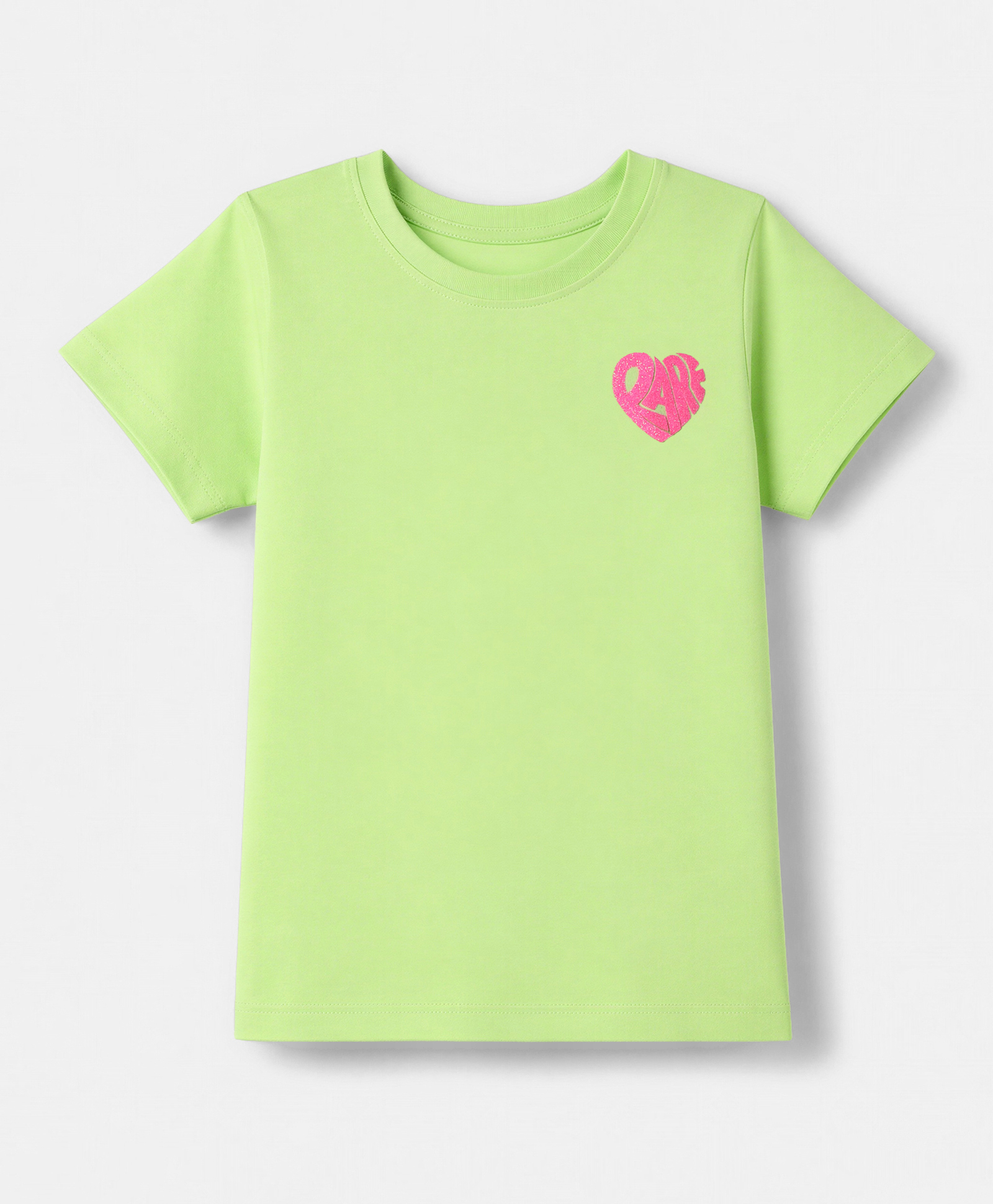 Pine Kids Cotton Knit Half Sleeves T-Shirt with Heart Print - Green-picture-9