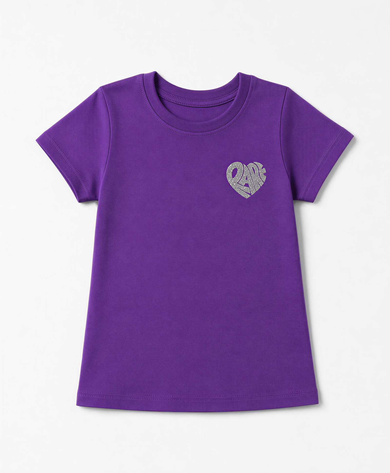 Pine Kids Cotton Knit Half Sleeves T-Shirt with Heart Print - Purple-picture-17