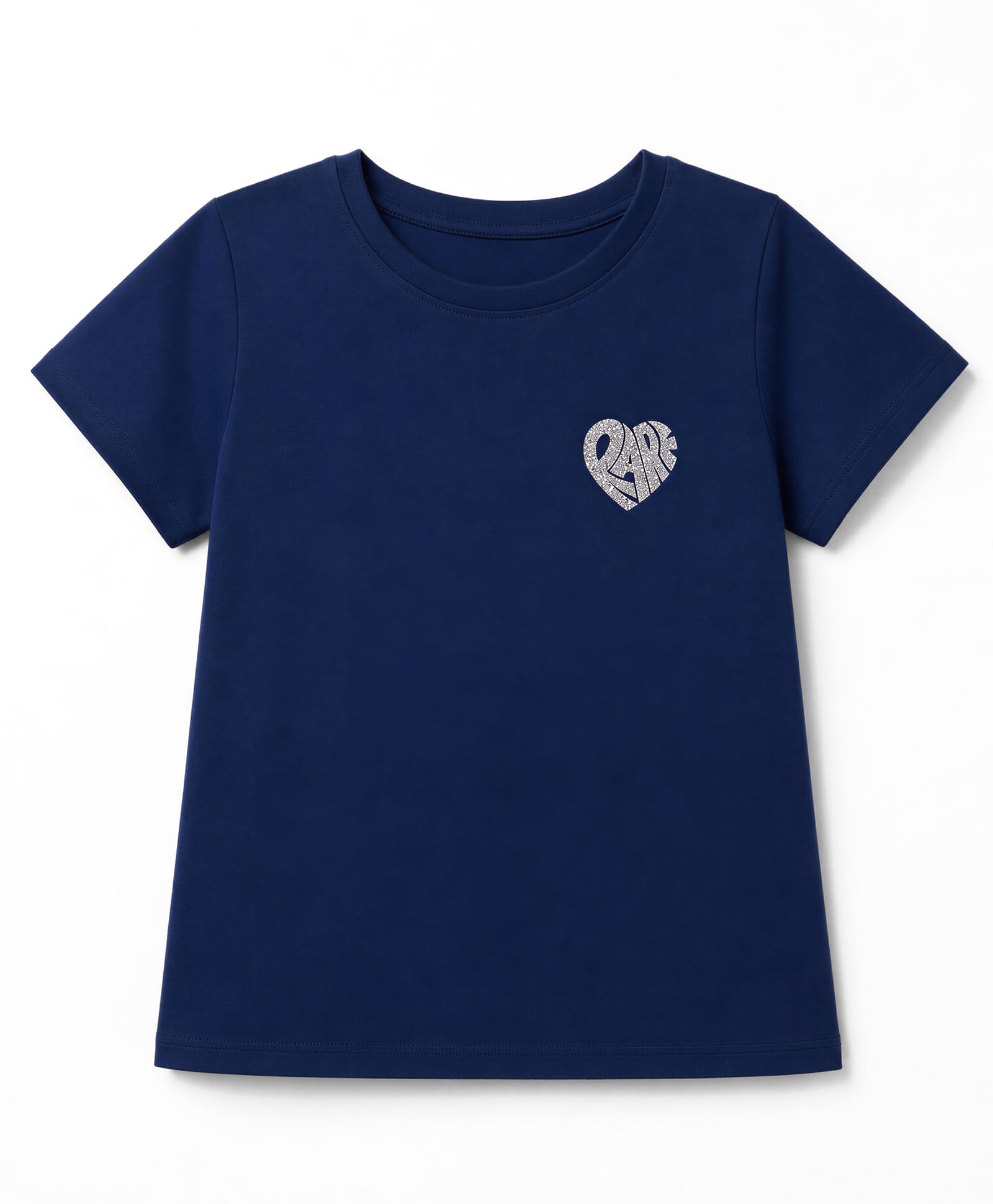 Pine Kids Cotton Knit Half Sleeves T-Shirt with Heart Print - Navy Blue-picture-22