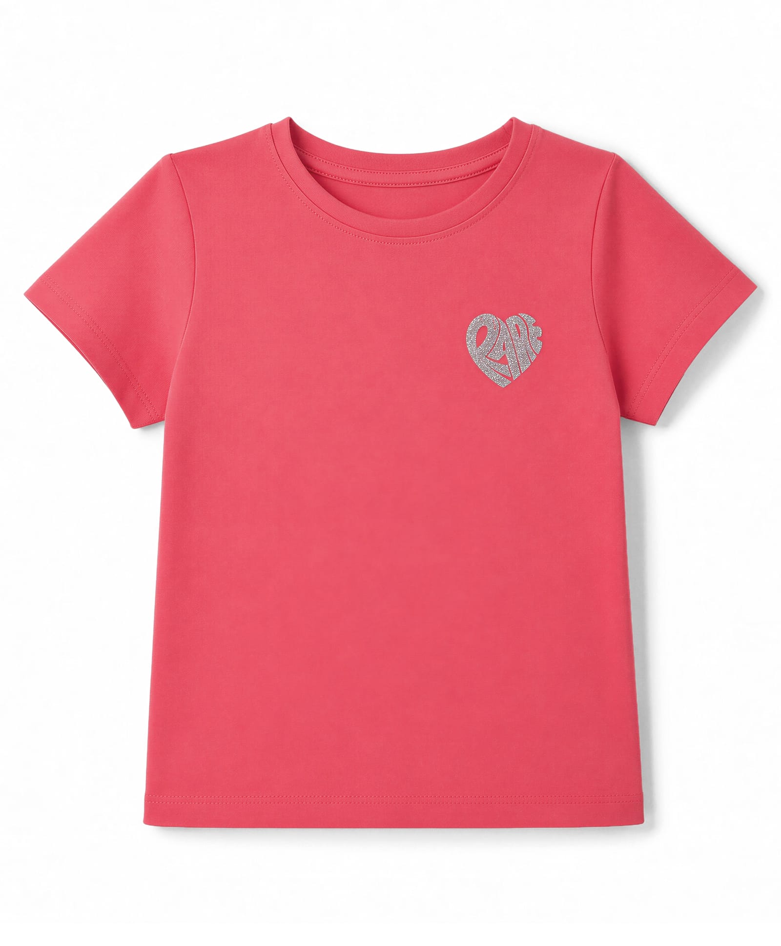 Pine Kids Cotton T-Shirts with Short Sleeves and Heart Print in Fuchsia for 4-5 Years-image-2