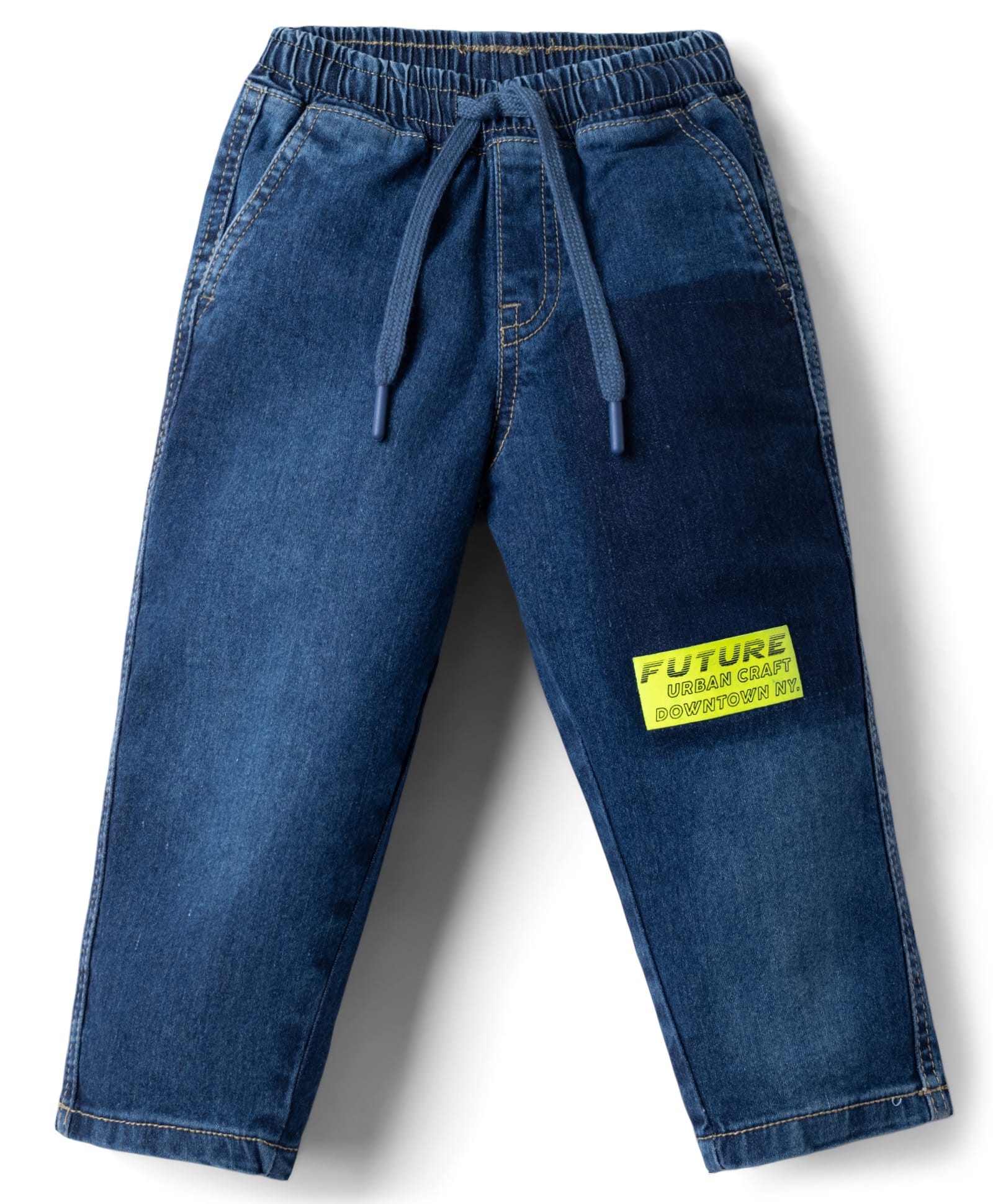 kookie kids india Kookie Kids Woven Full Length Text Printed Korean Denim Jeans - Navy Blue-picture-26