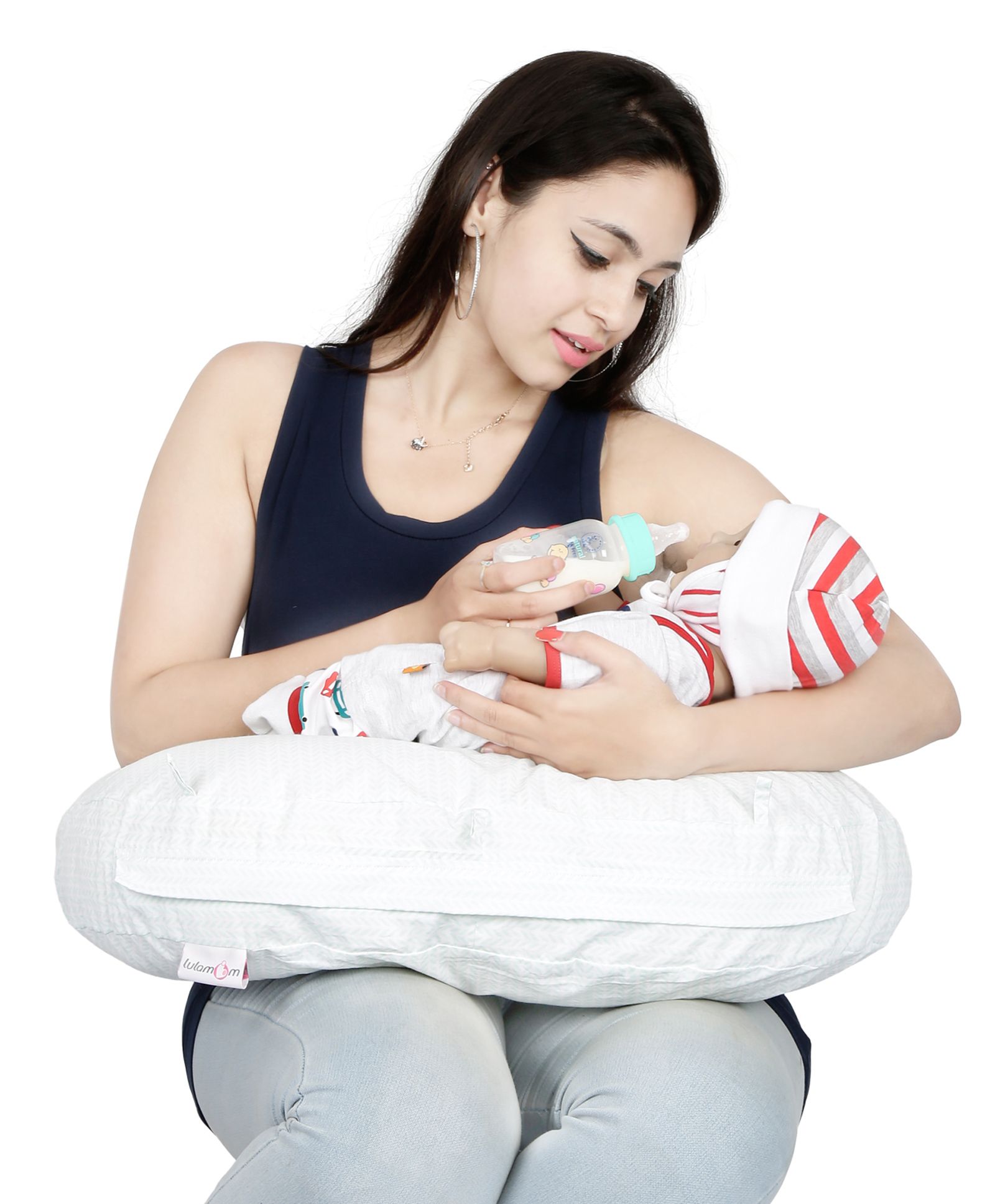 Lulamom Allergen Protected Nursing & Cover Pillow Printed - White-picture-8