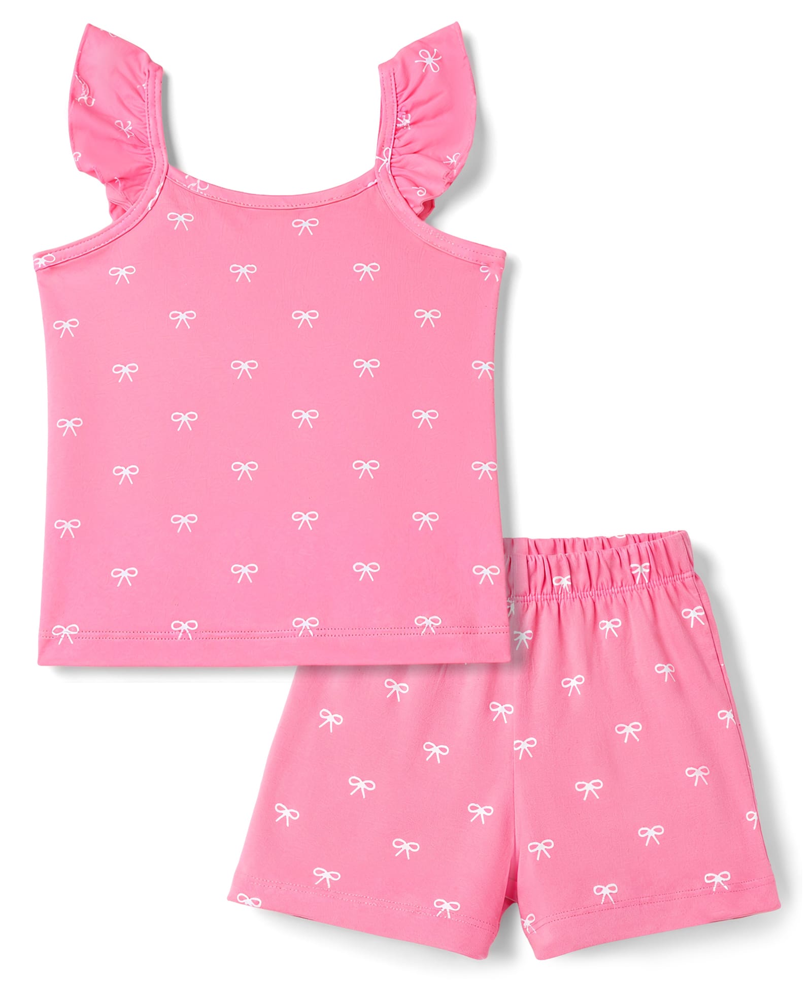 Babyhug Cotton Knit Sleeveless Bow Printed Co-Ords Top & Shorts Night Suit - Pink-image-36