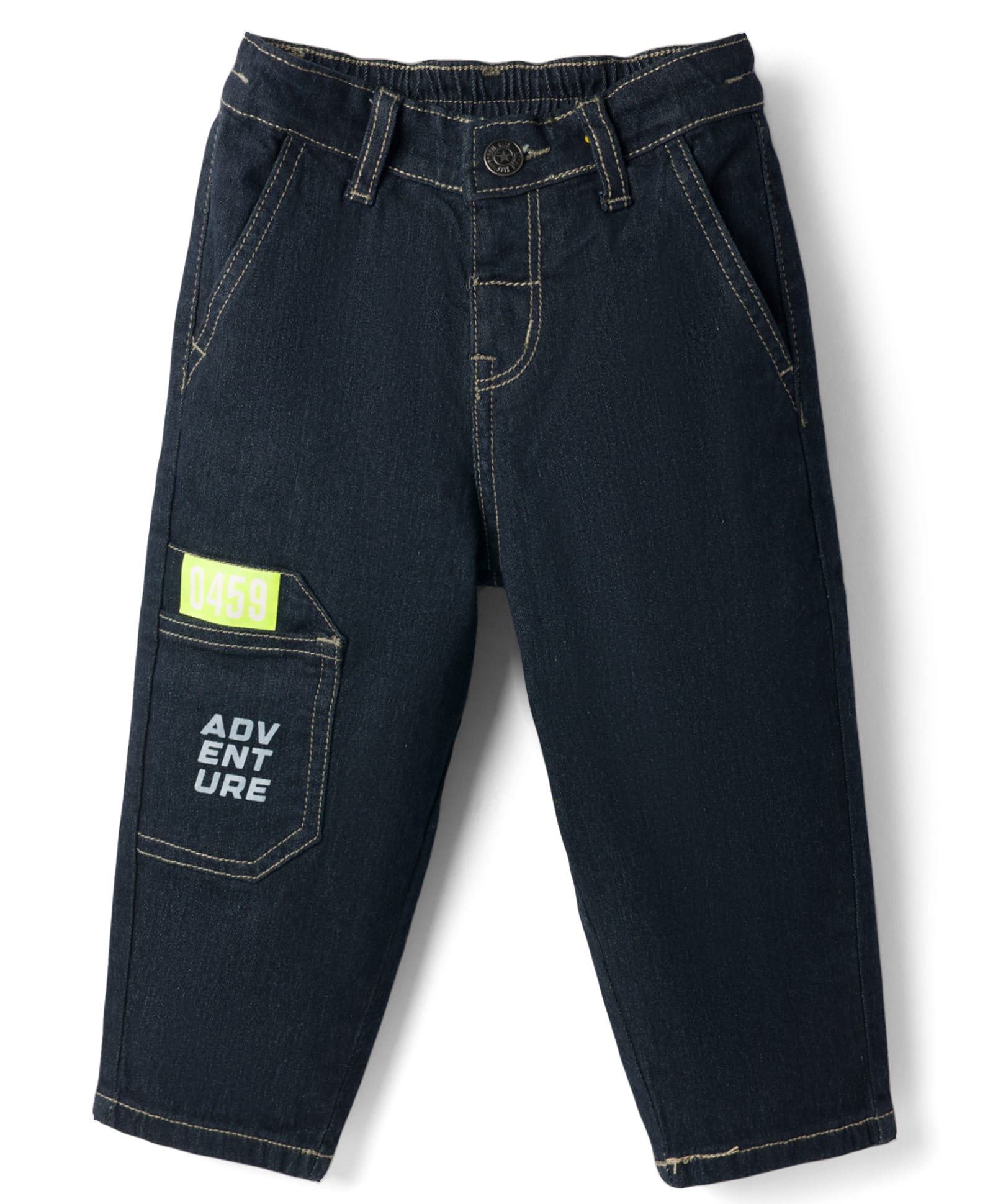 kookie kids india Kookie Kids Denim Woven Full Length Text Printed Jeans - Navy Blue-picture-14