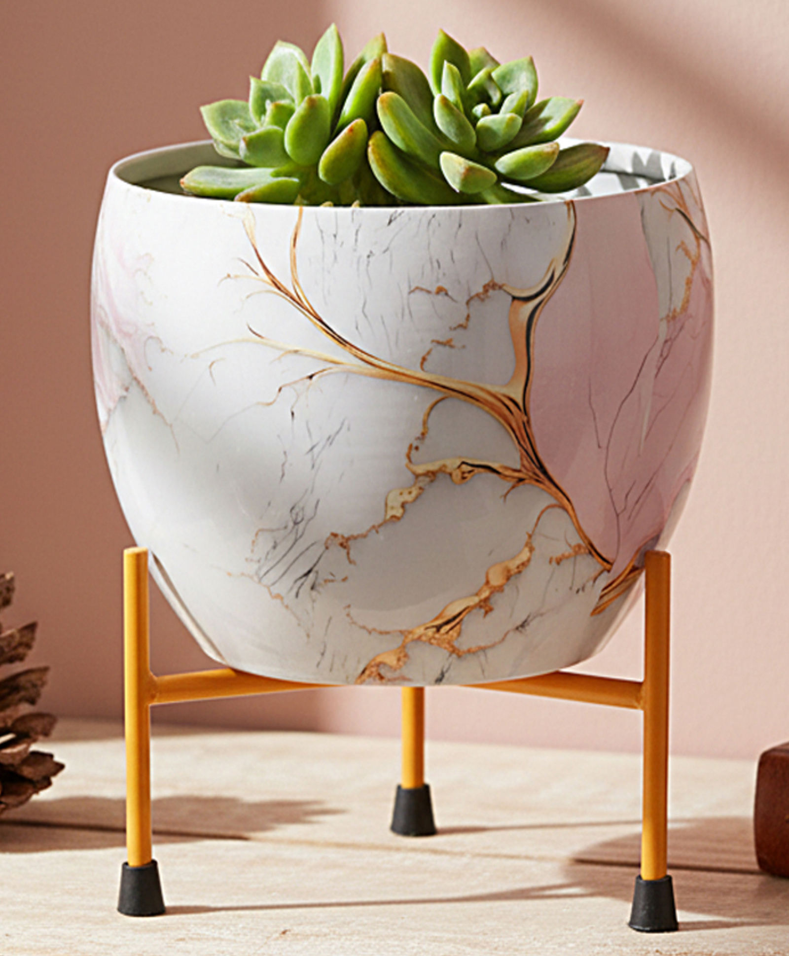 YUNHI Handmade Metal Iron Meenakari Planter Pot with Stand, Decorative Indoor Flower Pot, Traditional Handcrafted Design,Tabletop Plant Holder for Home & Office Dcor ,Hancrafted Meenakari DesignPack 1-picture-41